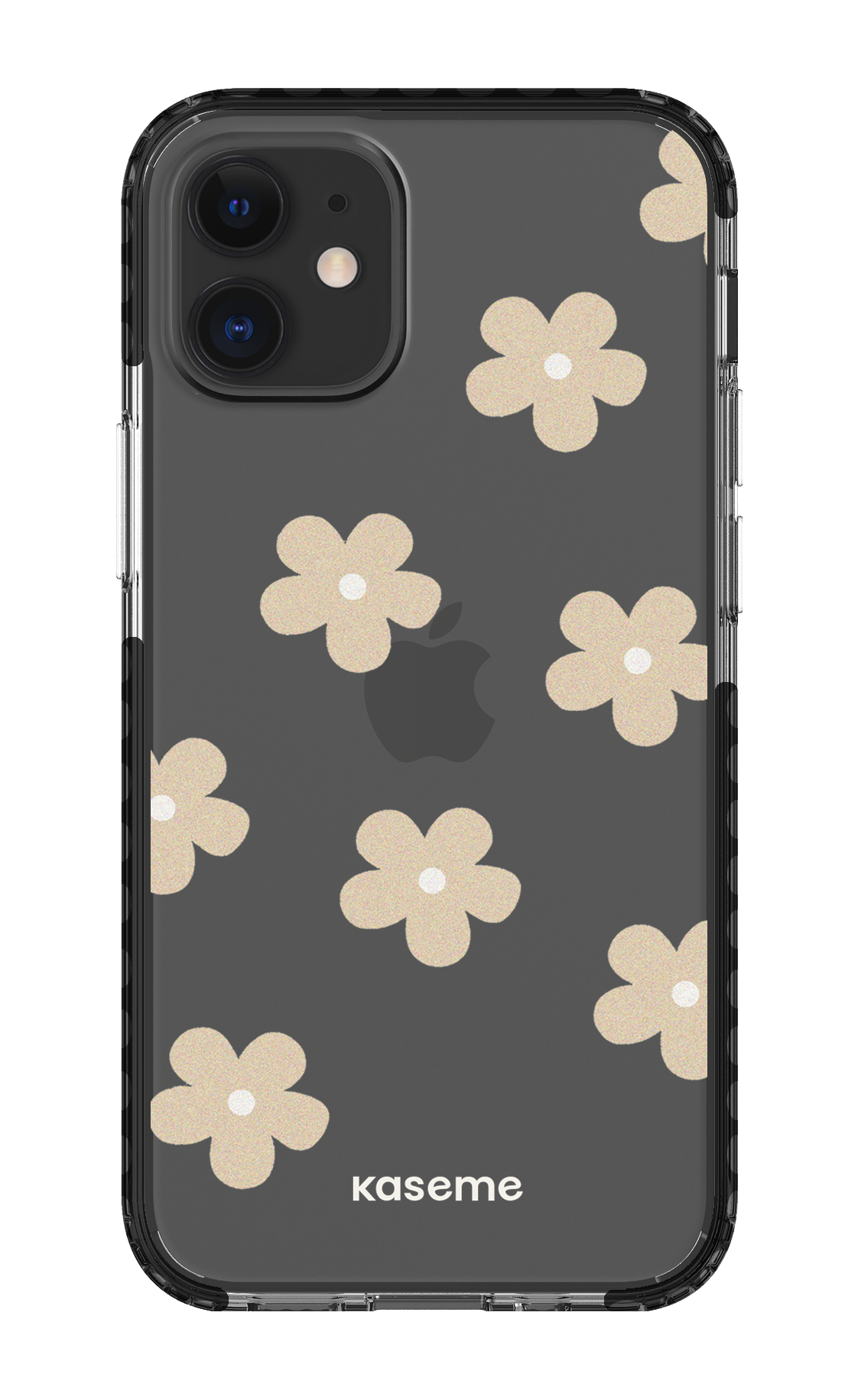 iPhone 12 Mini Clear Case - Black Woodstock Beige Clear Case -