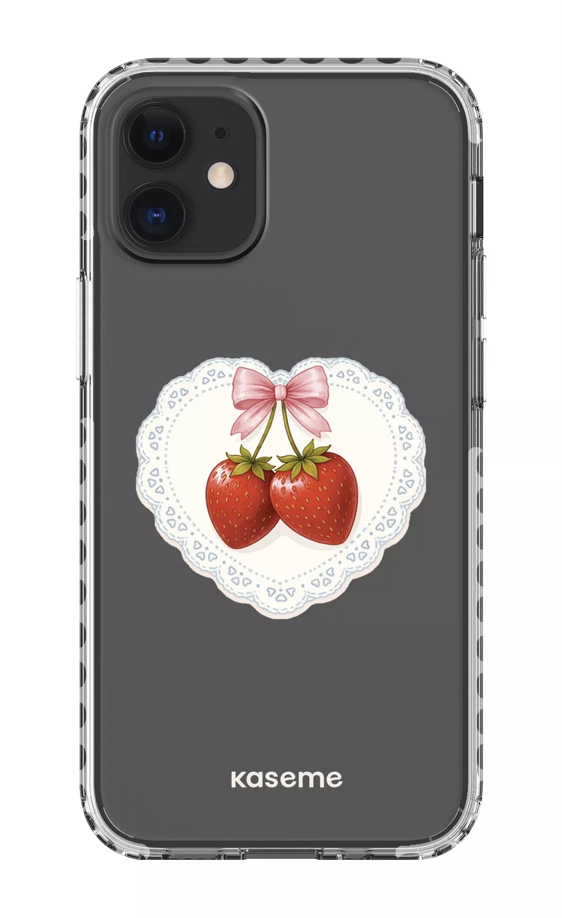 iPhone 12 Mini Clear Case - White Fresa Lace Clear Case -