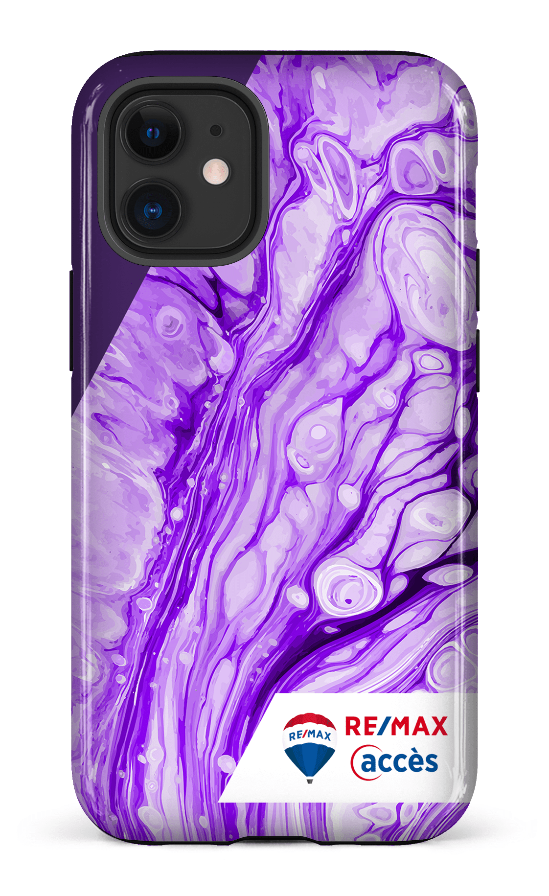 iPhone 12 Mini Tough Peinture marbrée claire violette -