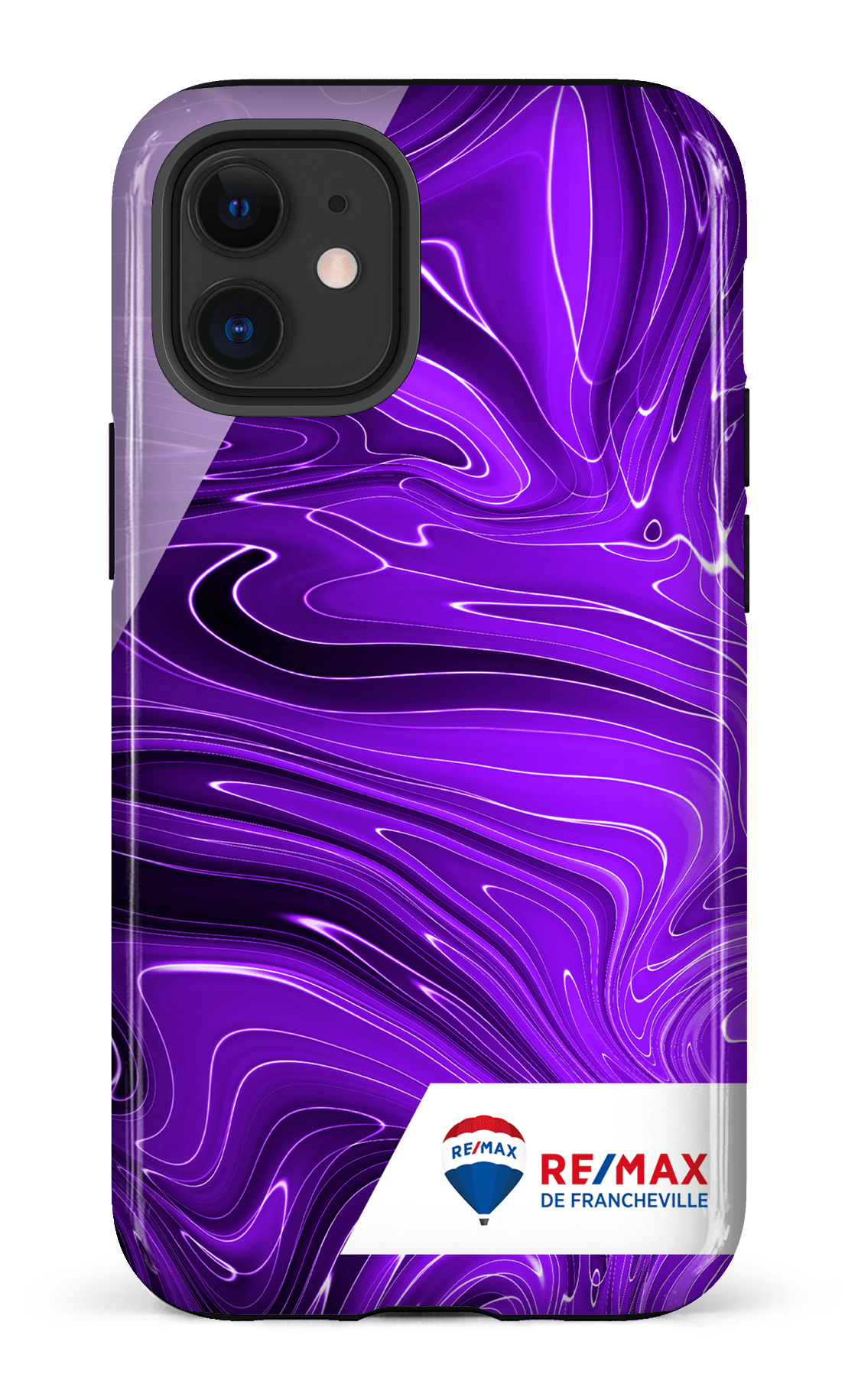 iPhone 12 Mini Tough Peinture marbrée sombre violette de Francheville -