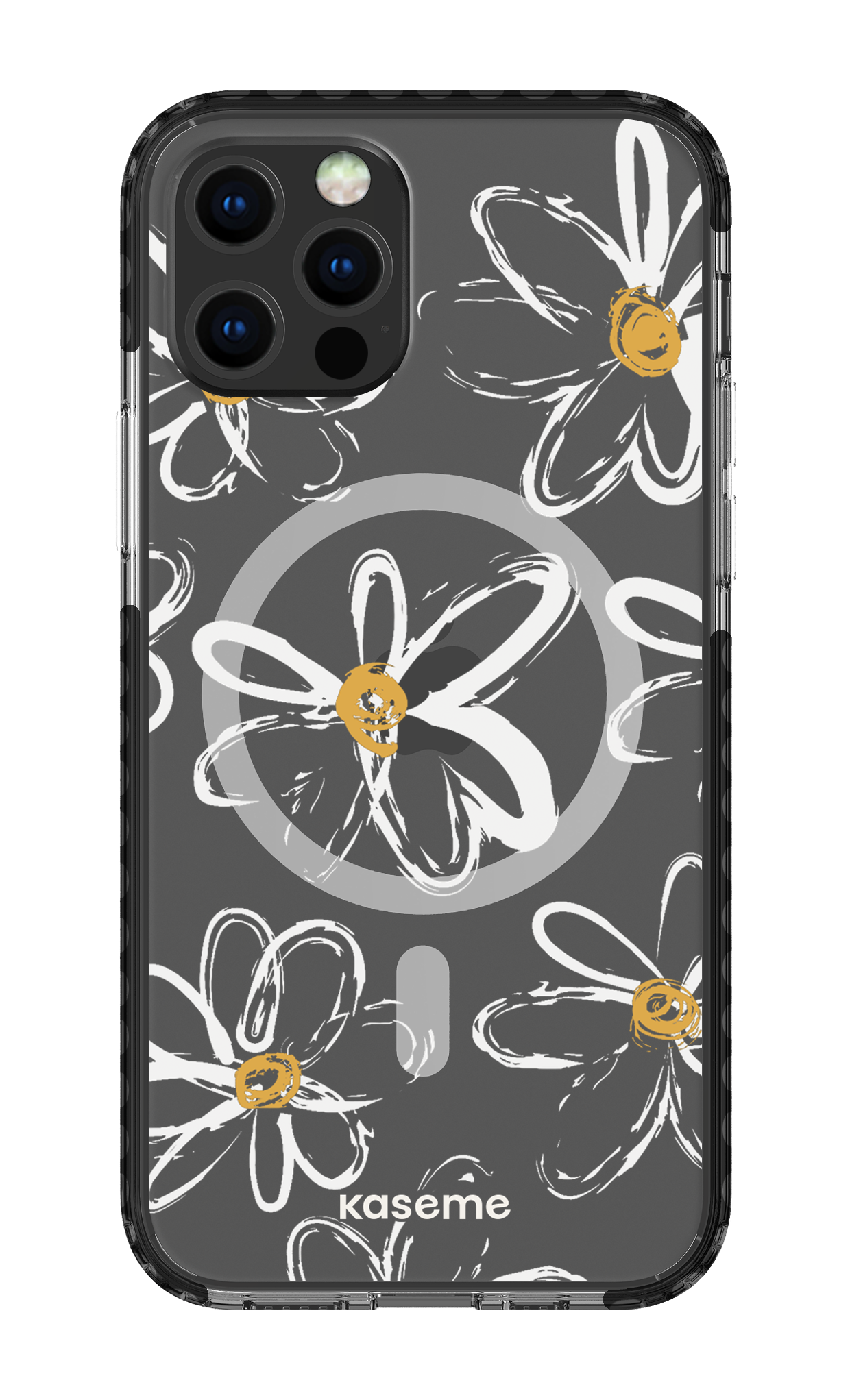 iPhone 12 Pro Clear Case Magsafe - Black Give me flowers Clear Case -