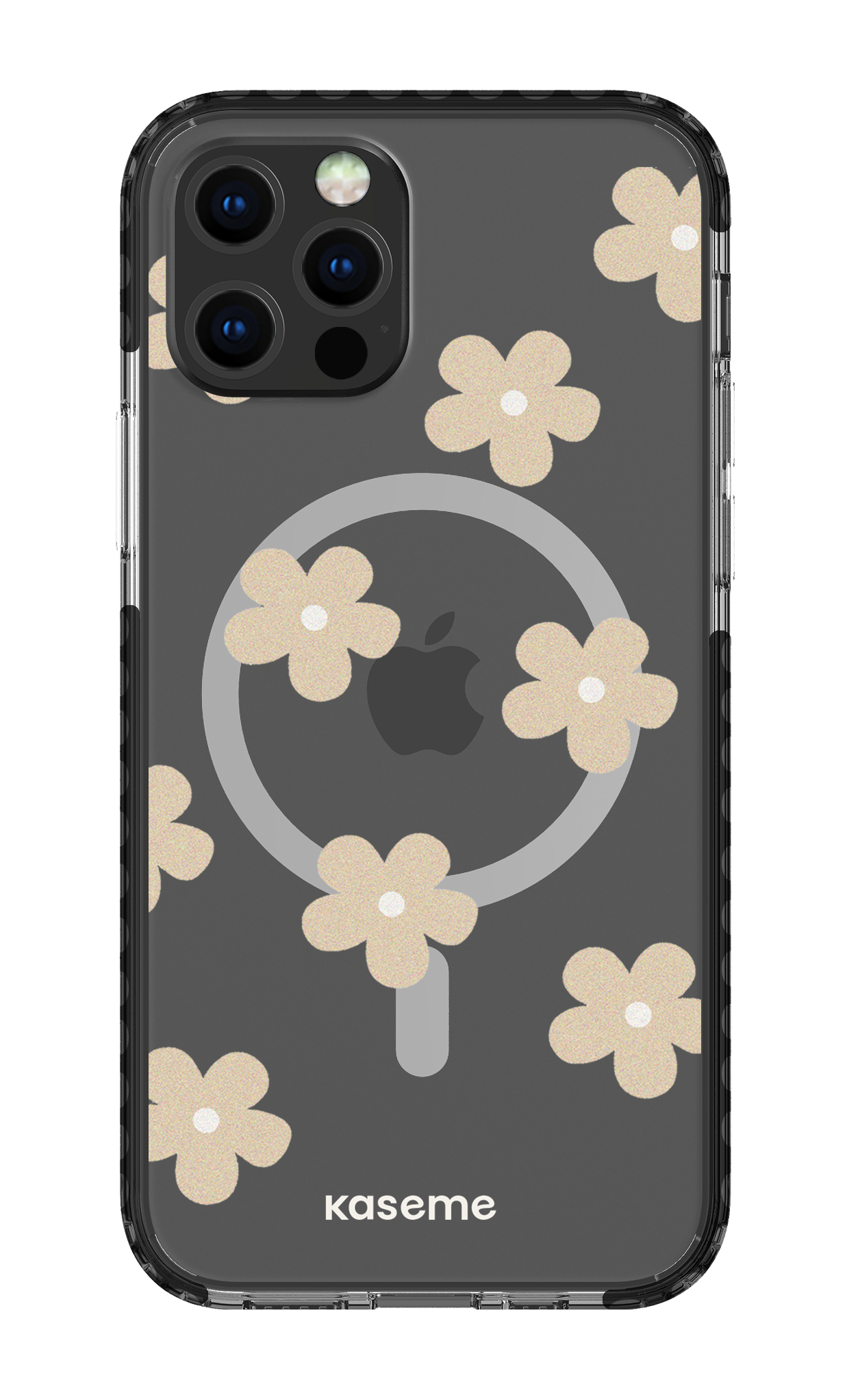 iPhone 12 Pro Clear Case Magsafe - Black Woodstock Beige Clear Case -