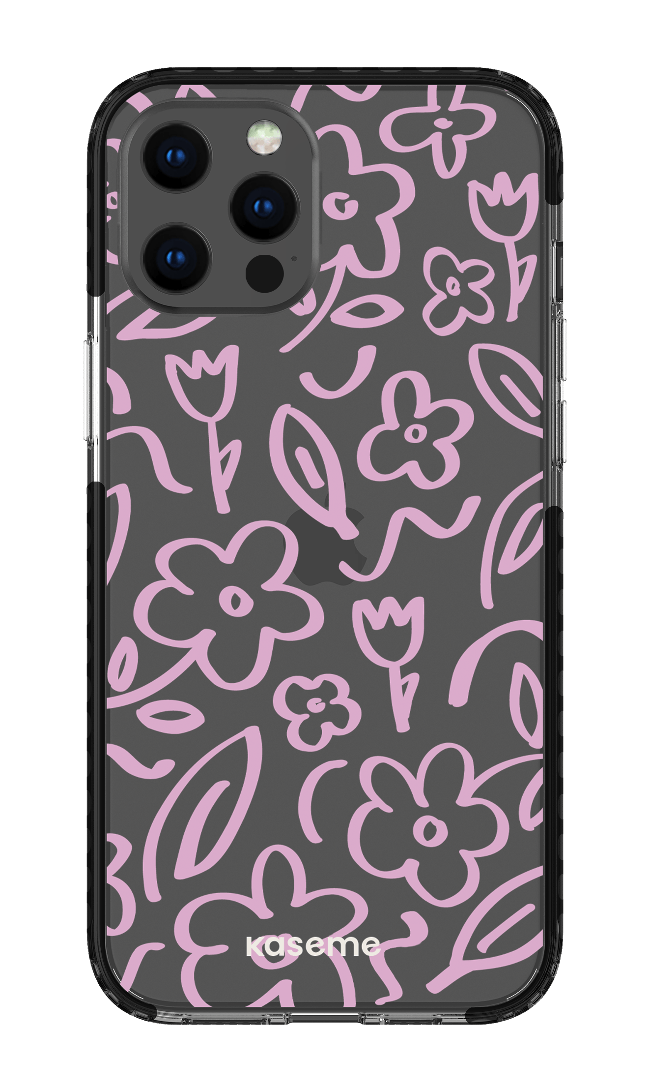 iPhone 12 Pro Max Clear Case - Black Brooklyn pink clear case -