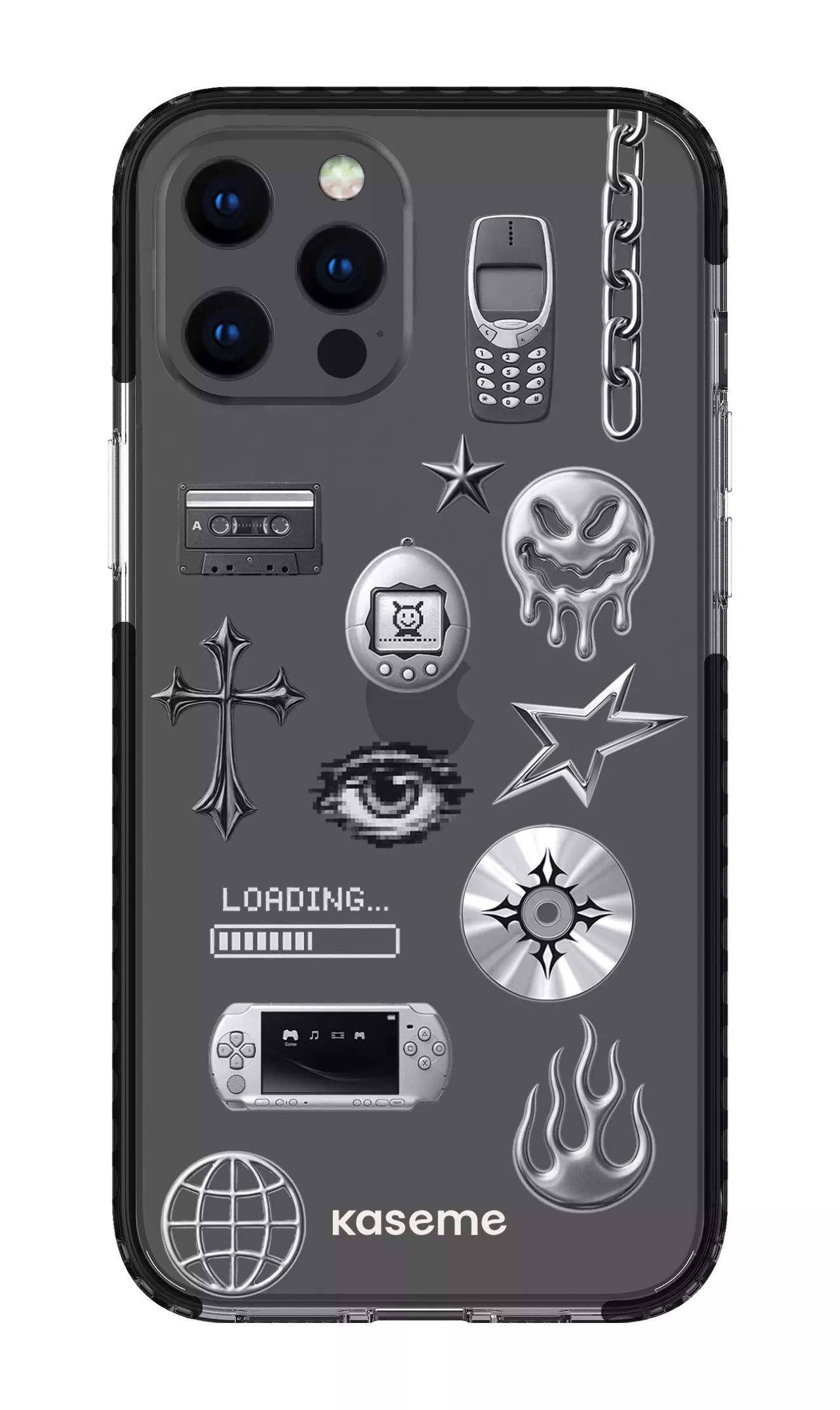 iPhone 12 Pro Max Clear Case - Black Chrome Clear Case -