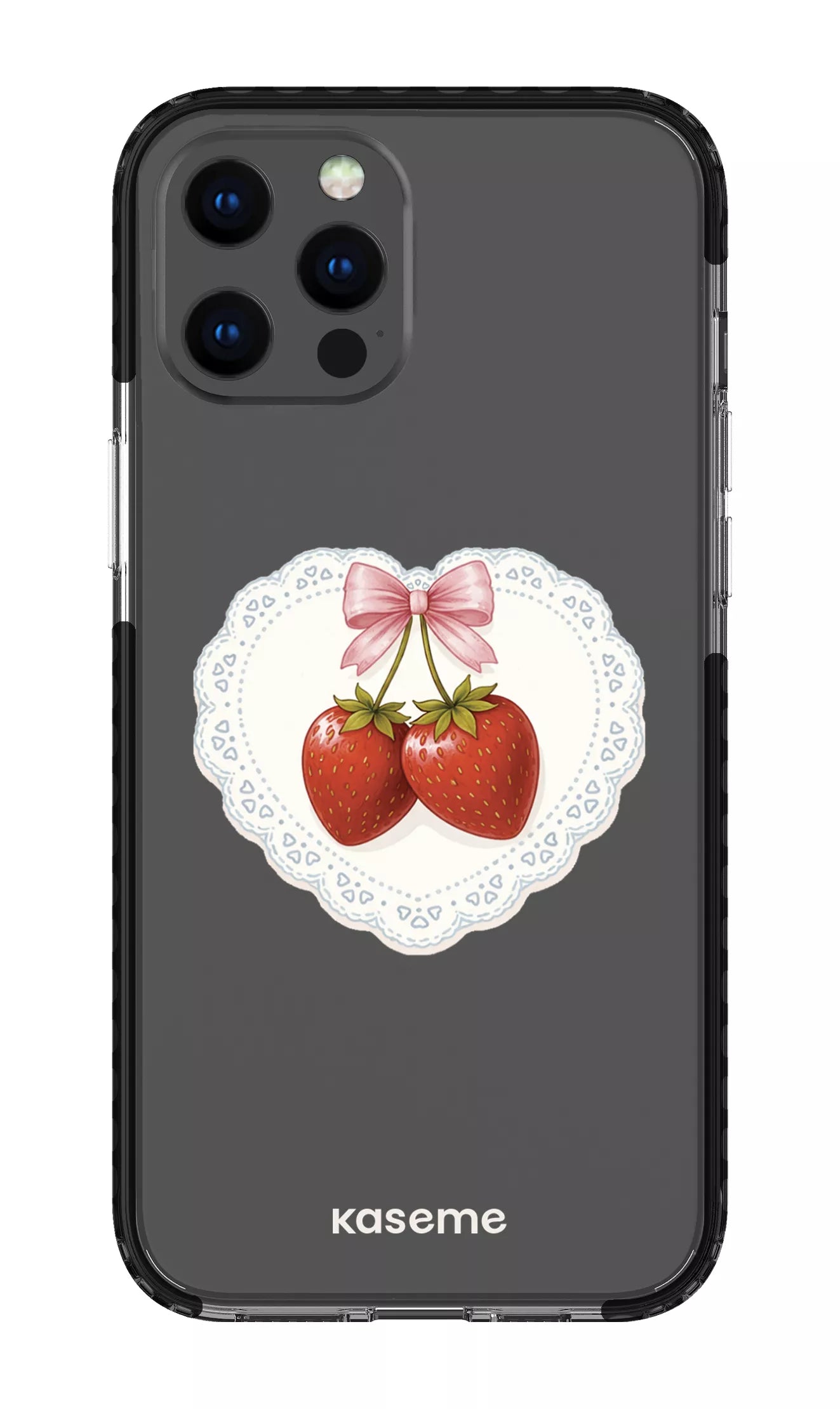 iPhone 12 Pro Max Clear Case - Black Fresa Lace Clear Case -