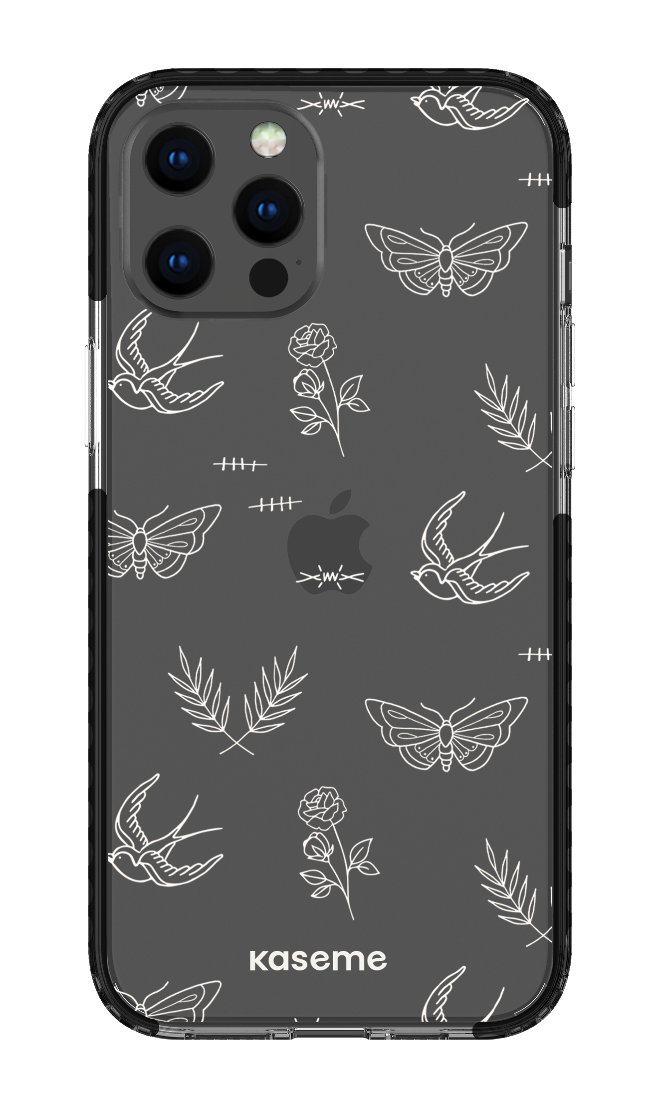 iPhone 12 Pro Max Clear Case - Black Ink white clear case -