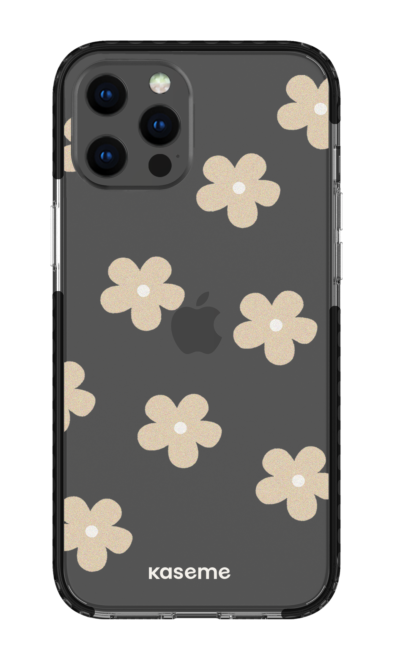 iPhone 12 Pro Max Clear Case - Black Woodstock Beige Clear Case -