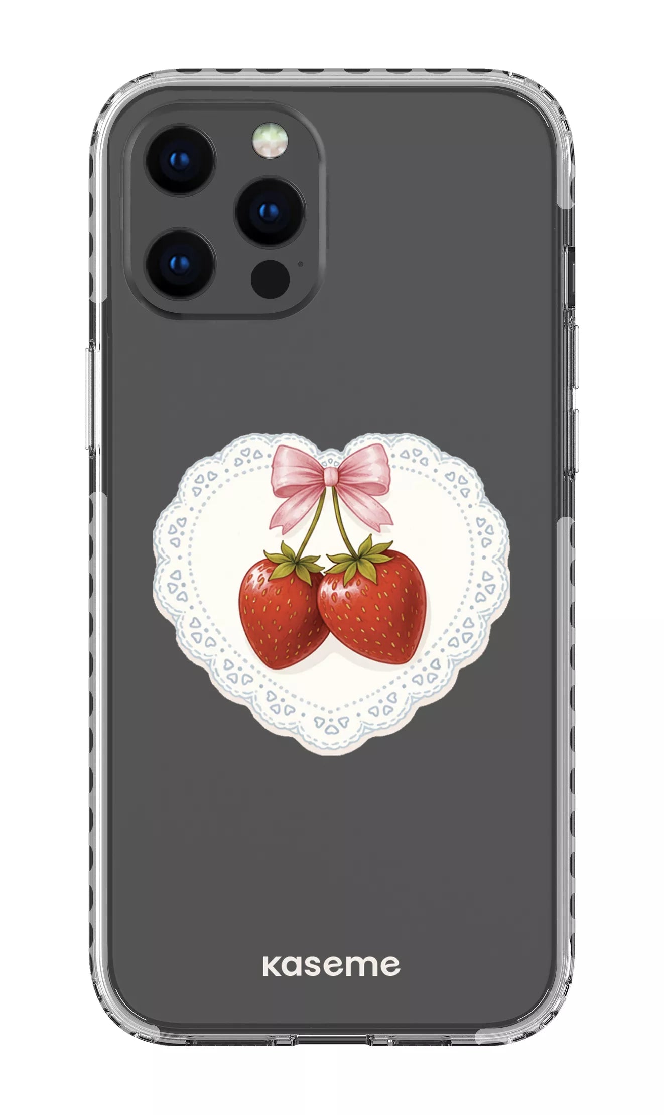 iPhone 12 Pro Max Clear Case - White Fresa Lace Clear Case -