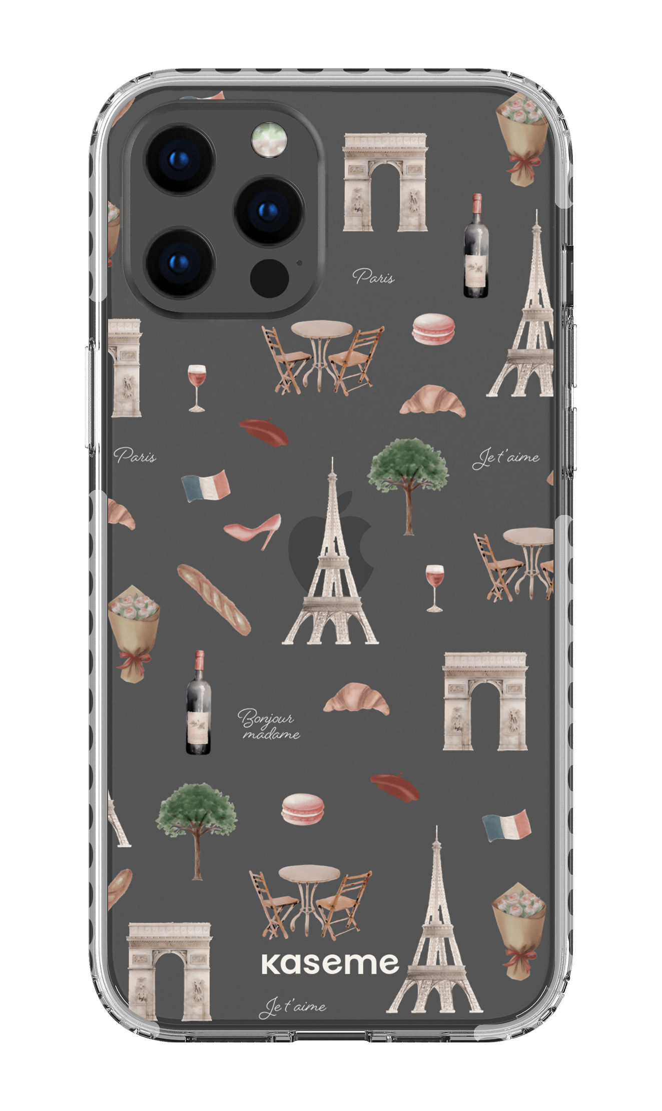 iPhone 12 Pro Max Clear Case - White Je t'aime Paris Clear Case -