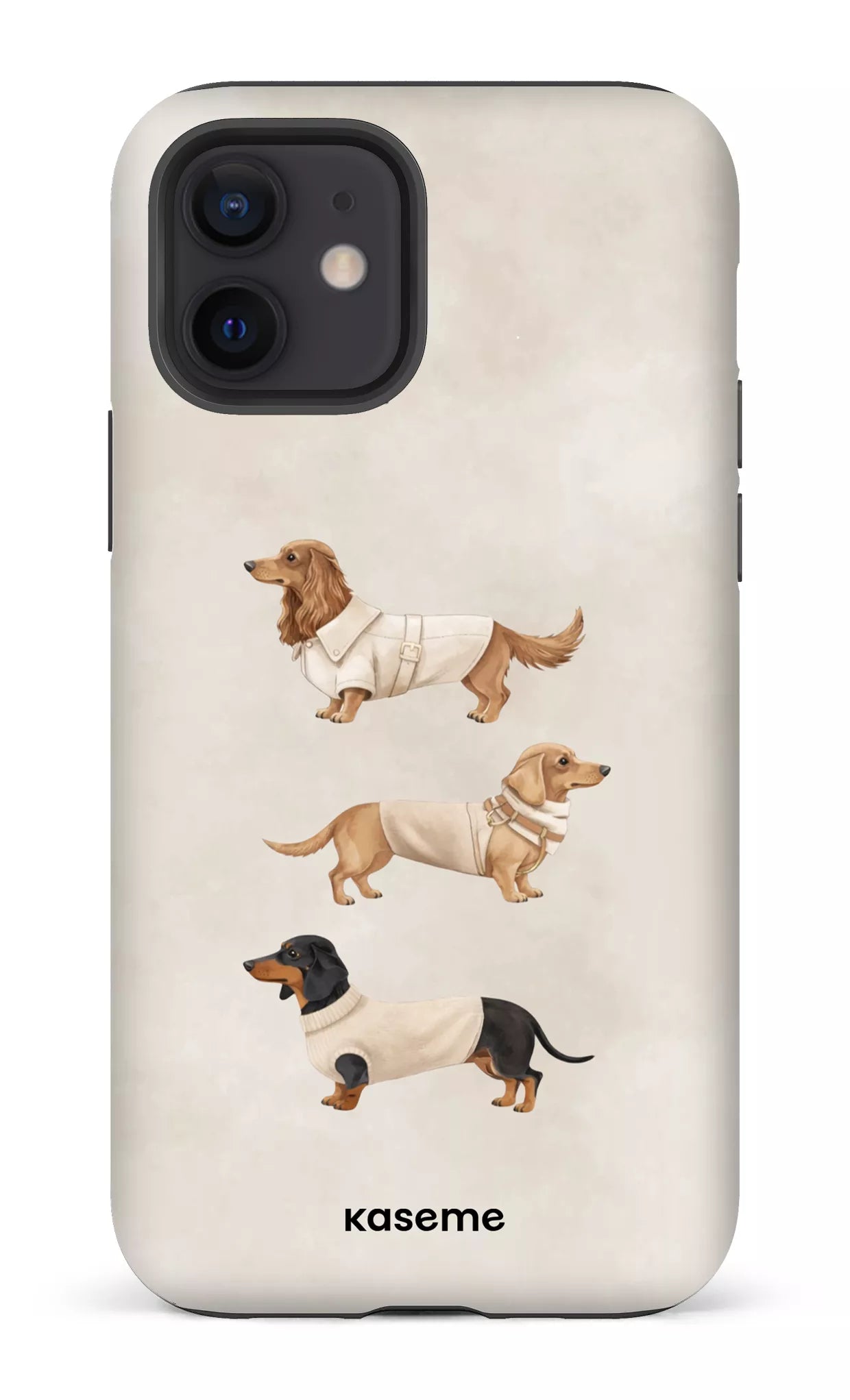 iPhone 12 Tough Matte Doxies Club Beige -