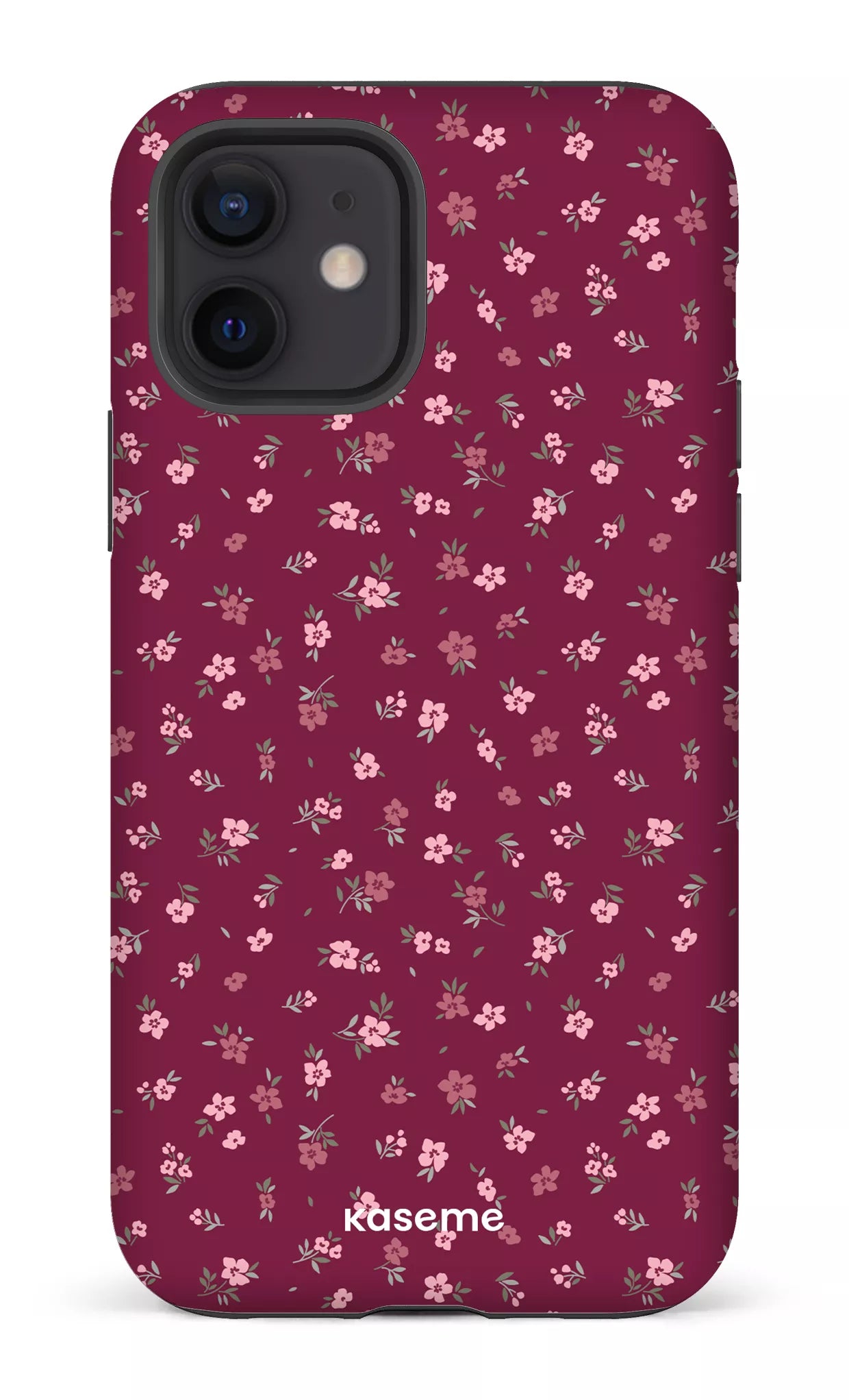 iPhone 12 Tough Matte Porcelain Blossom Burgundy -