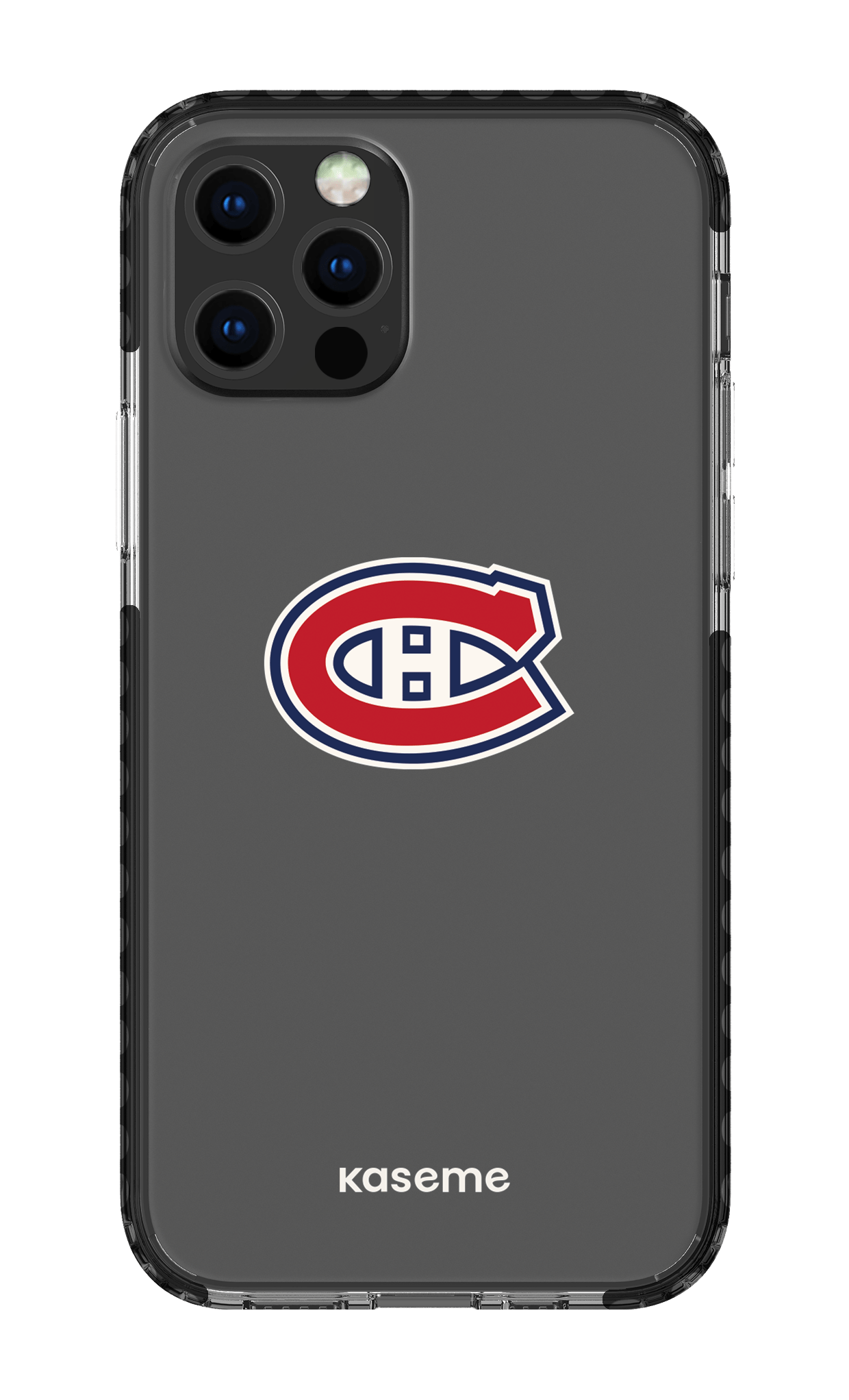 iPhone 12 pro Clear Case Black Canadiens Logo Clear -