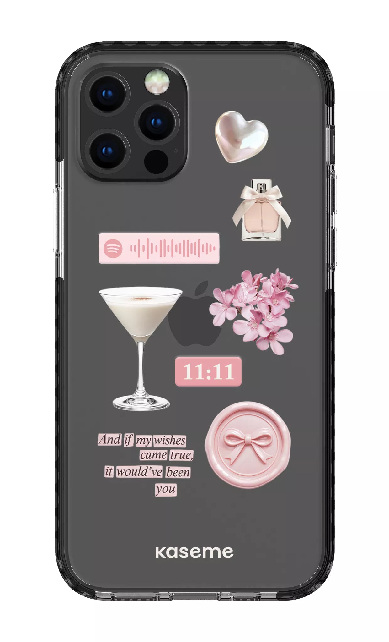 iPhone 12 pro Clear Case Black Love Letters Clear Case -