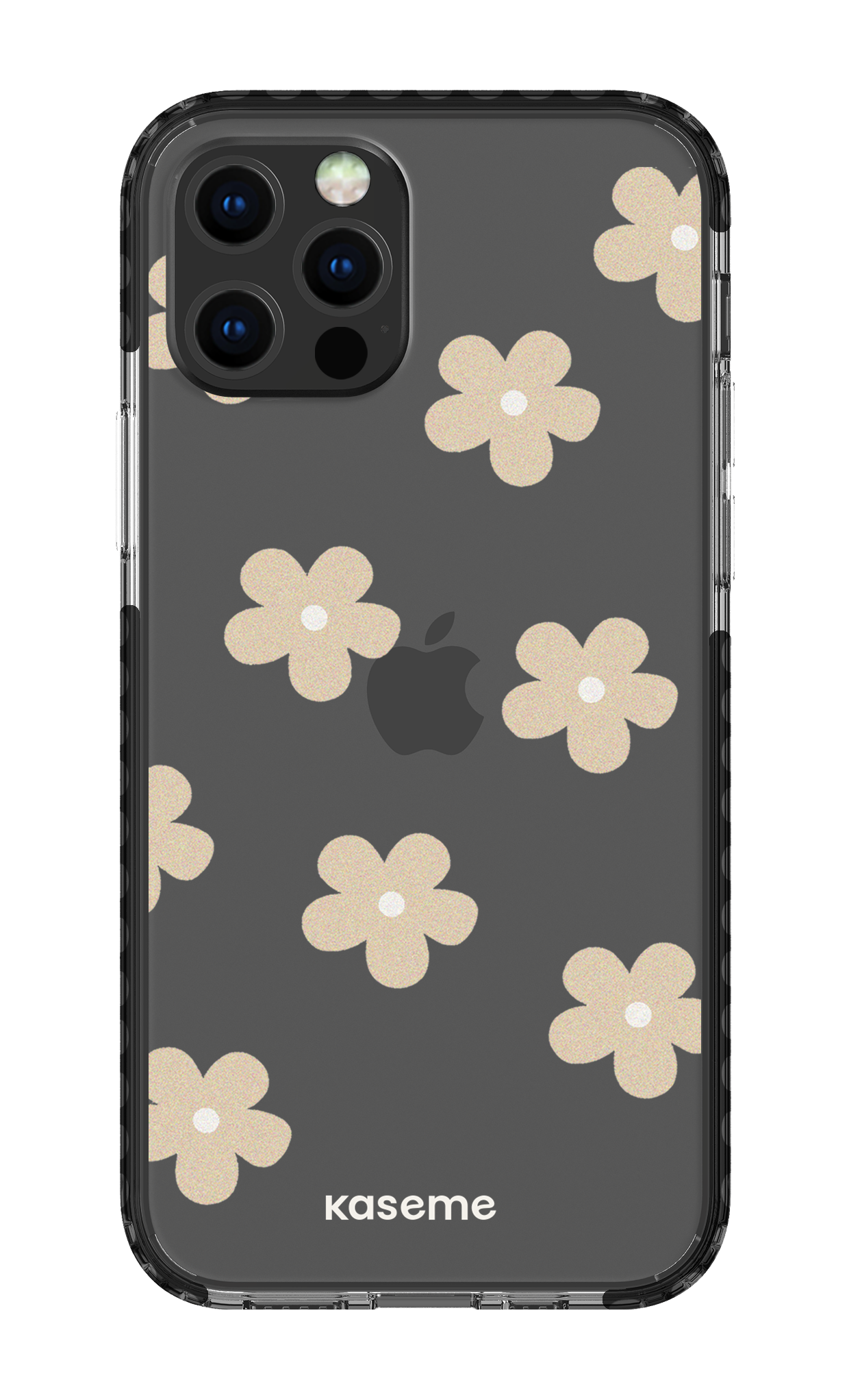 iPhone 12 pro Clear Case Black Woodstock Beige Clear Case -