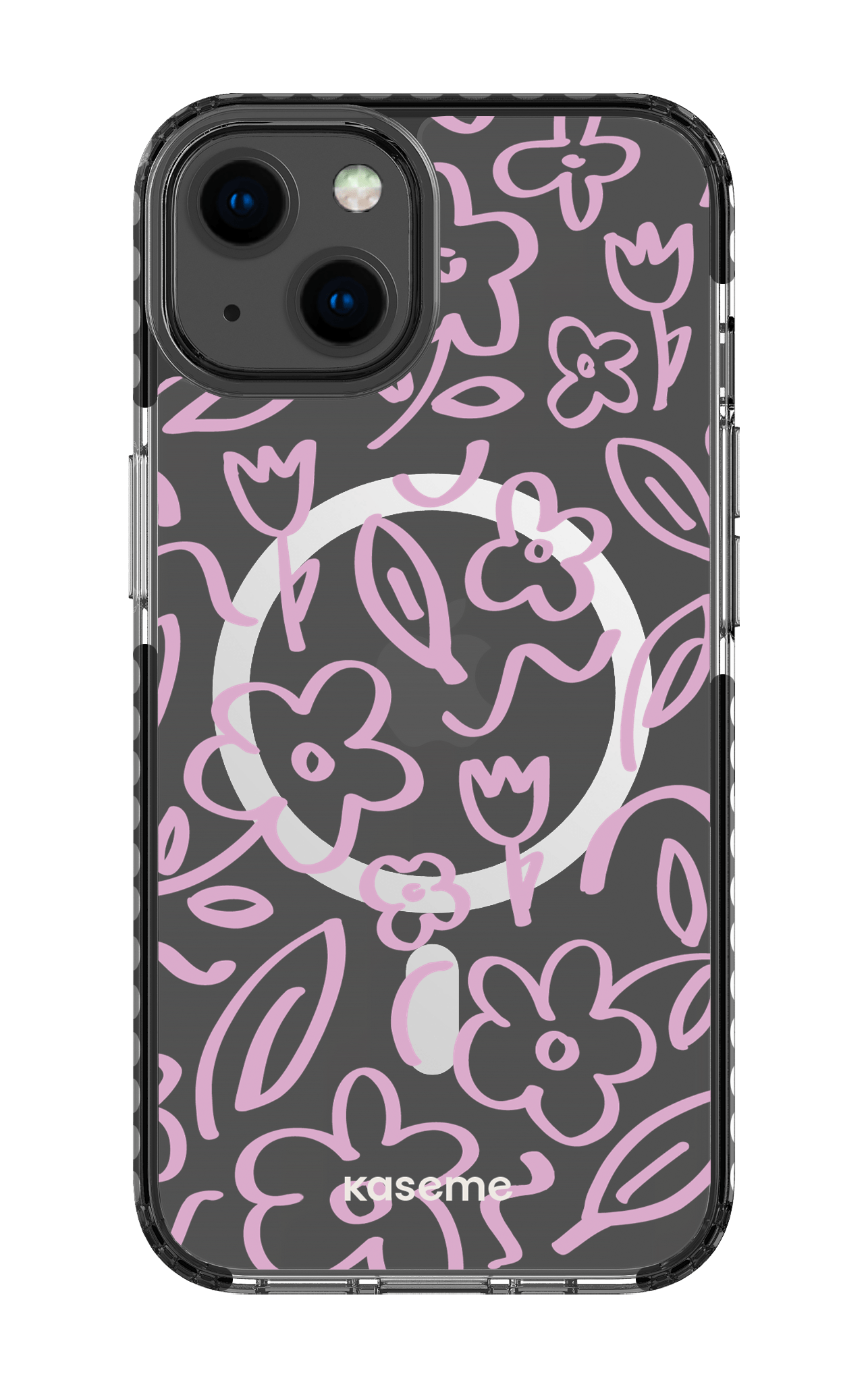 iPhone 13 Clear Case Magsafe - Black Brooklyn pink clear case -