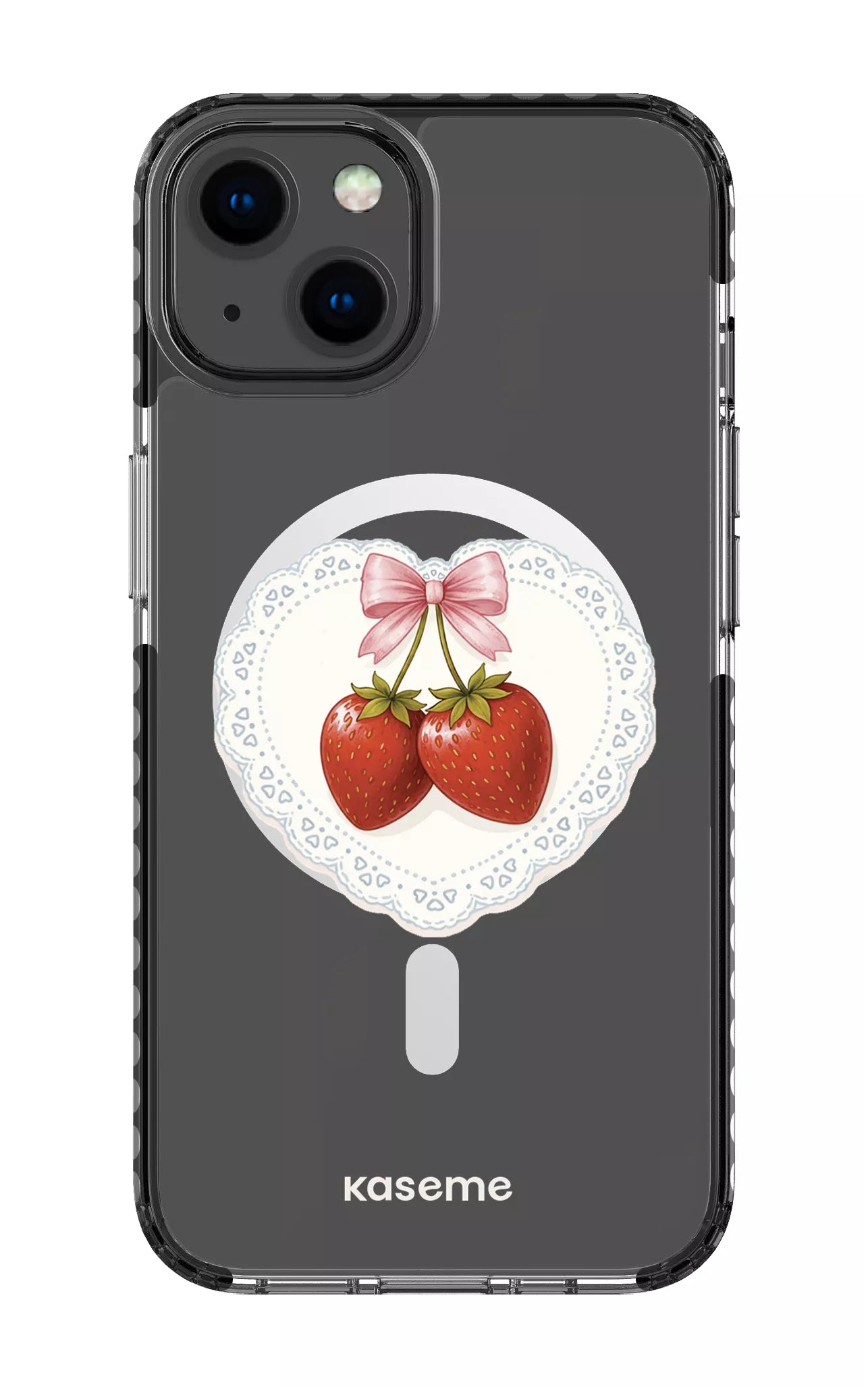 iPhone 13 Clear Case Magsafe - Black Fresa Lace Clear Case -