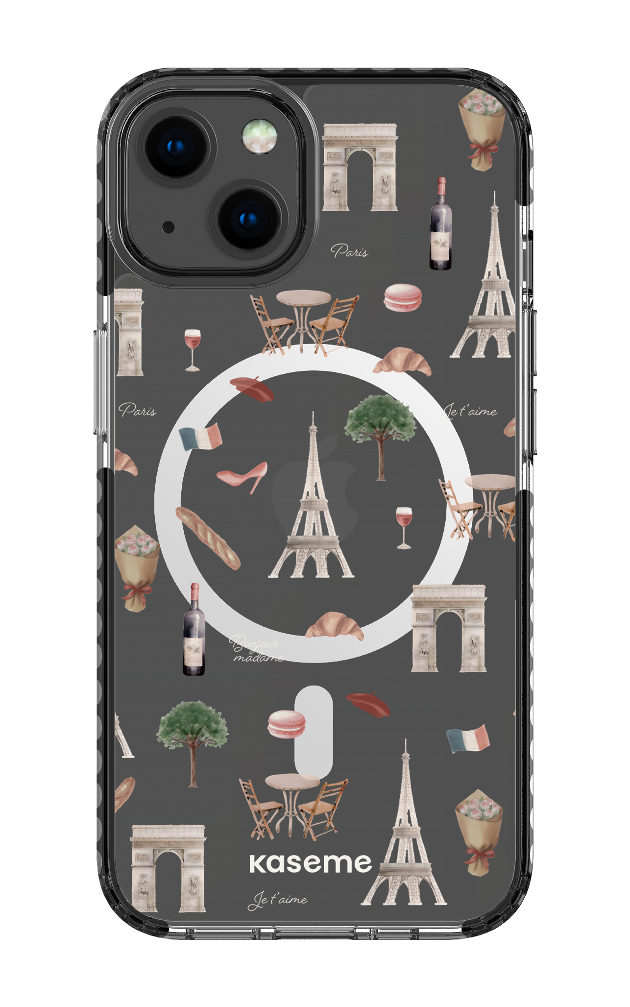 iPhone 13 Clear Case Magsafe - Black Je t'aime Paris Clear Case -