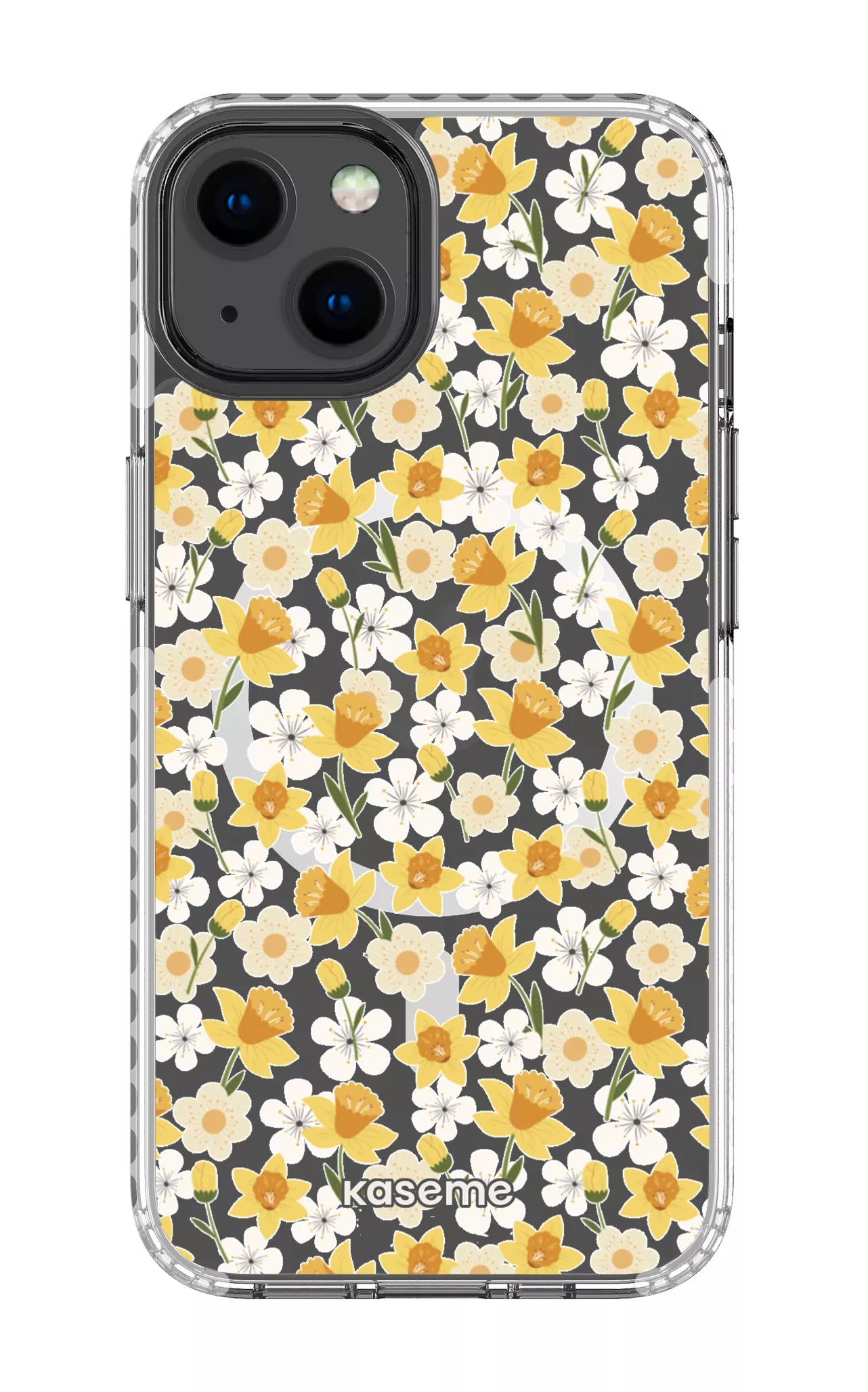 iPhone 13 Clear Case Magsafe - White Daffodil Clear Case -