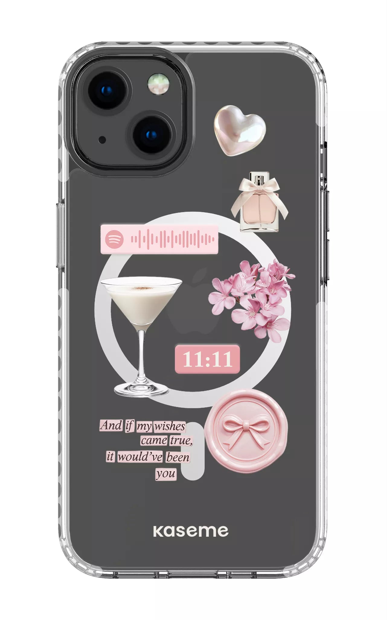 iPhone 13 Clear Case Magsafe - White Love Letters Clear Case -