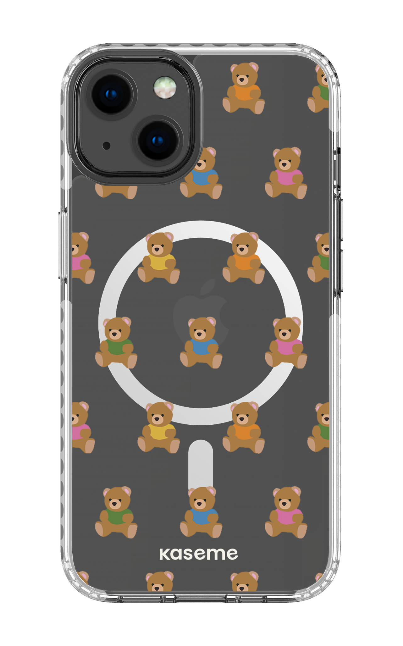 iPhone 13 Clear Case Magsafe - White Teddy Clear Case -