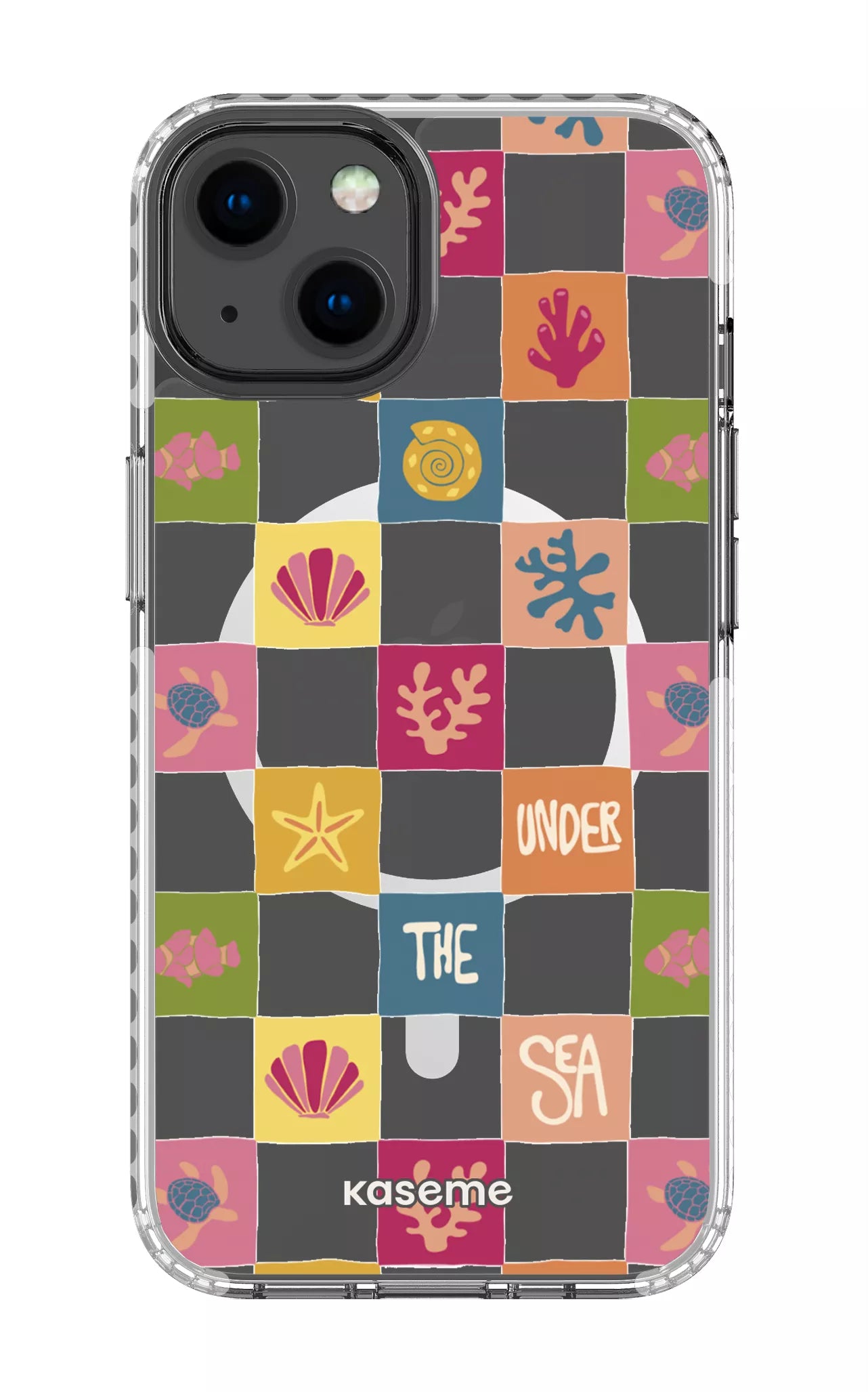 iPhone 13 Clear Case Magsafe - White Under the sea Clear Case -