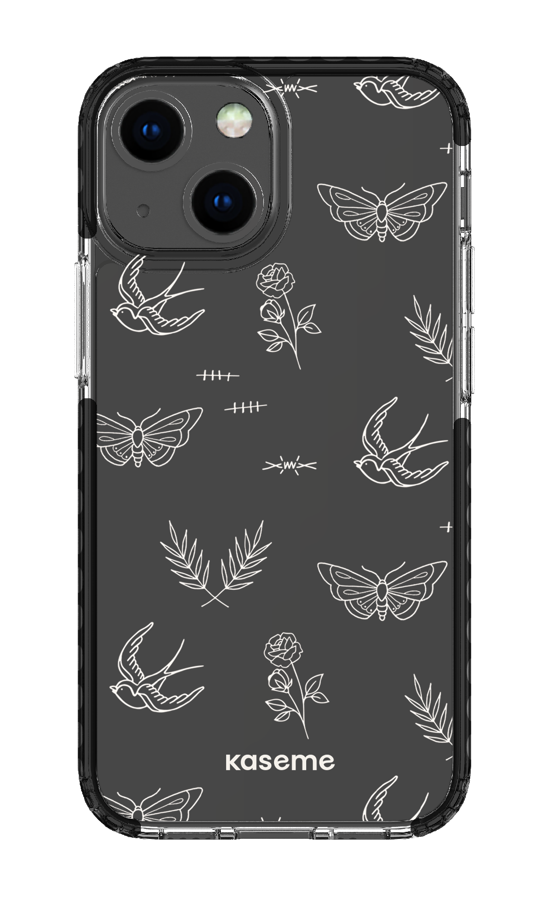 iPhone 13 Mini Clear Case - Black Ink white clear case -