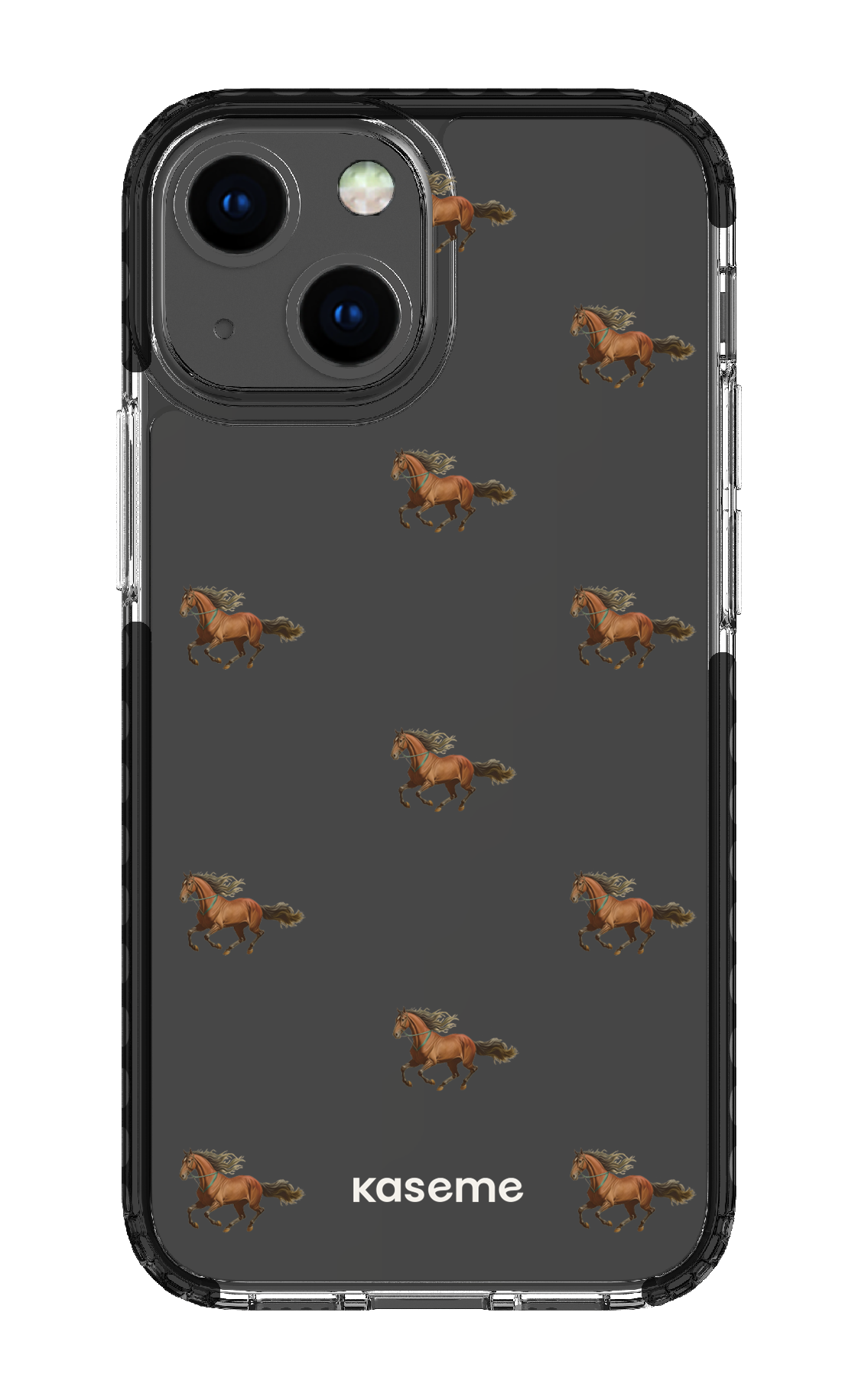 iPhone 13 Mini Clear Case - Black Saddle Clear Case -