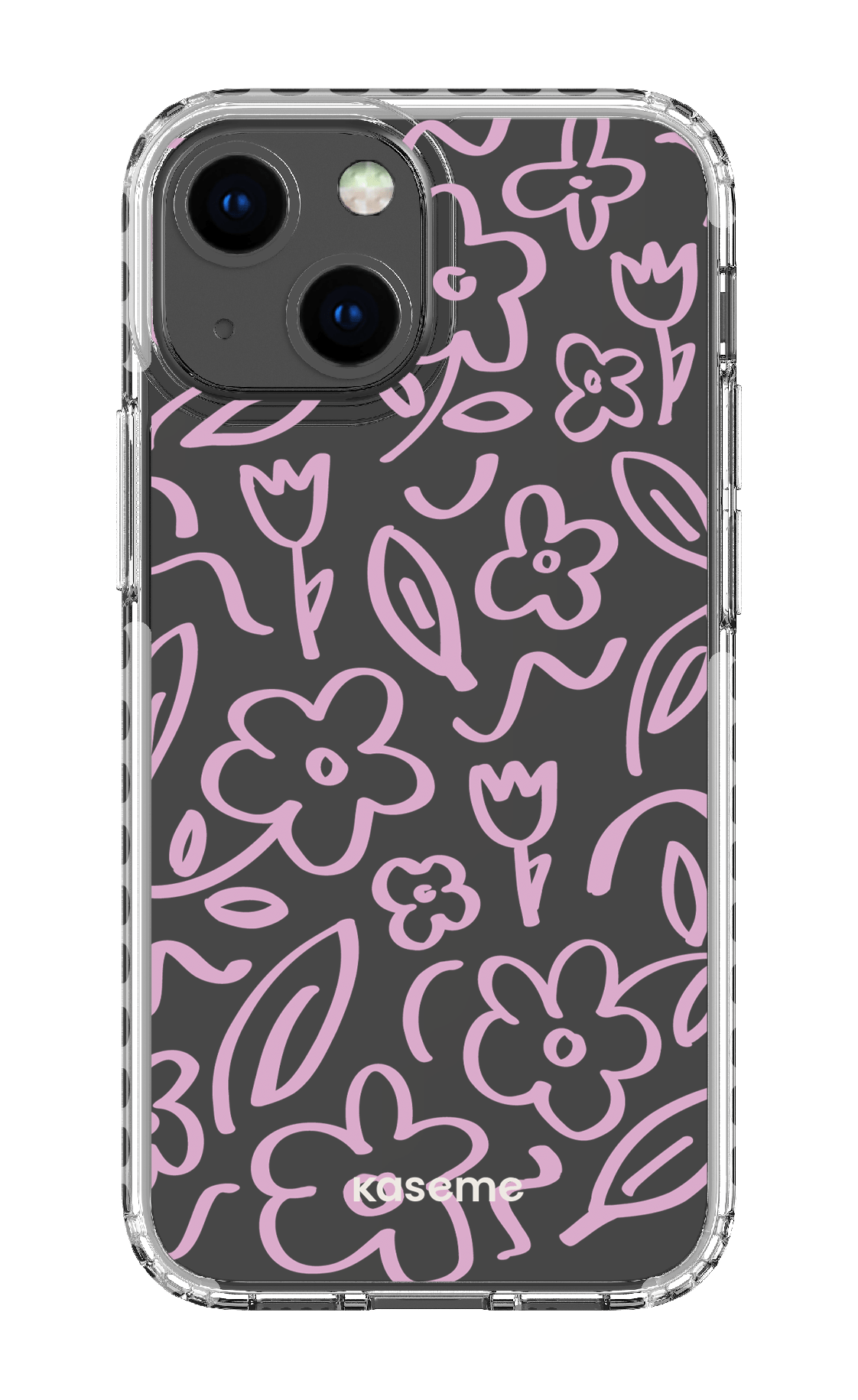 iPhone 13 Mini Clear Case - White Brooklyn pink clear case -