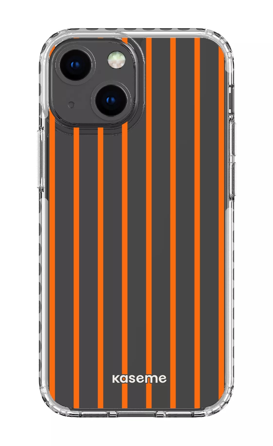 iPhone 13 Mini Clear Case - White Dolce Striscia Orange Clear Case -