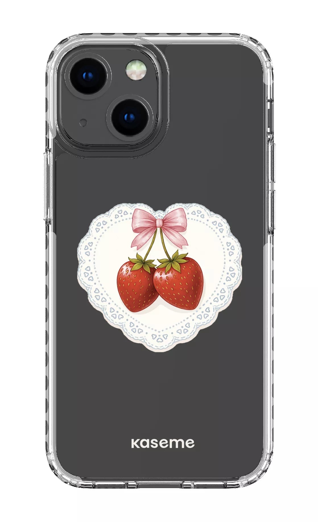 iPhone 13 Mini Clear Case - White Fresa Lace Clear Case -