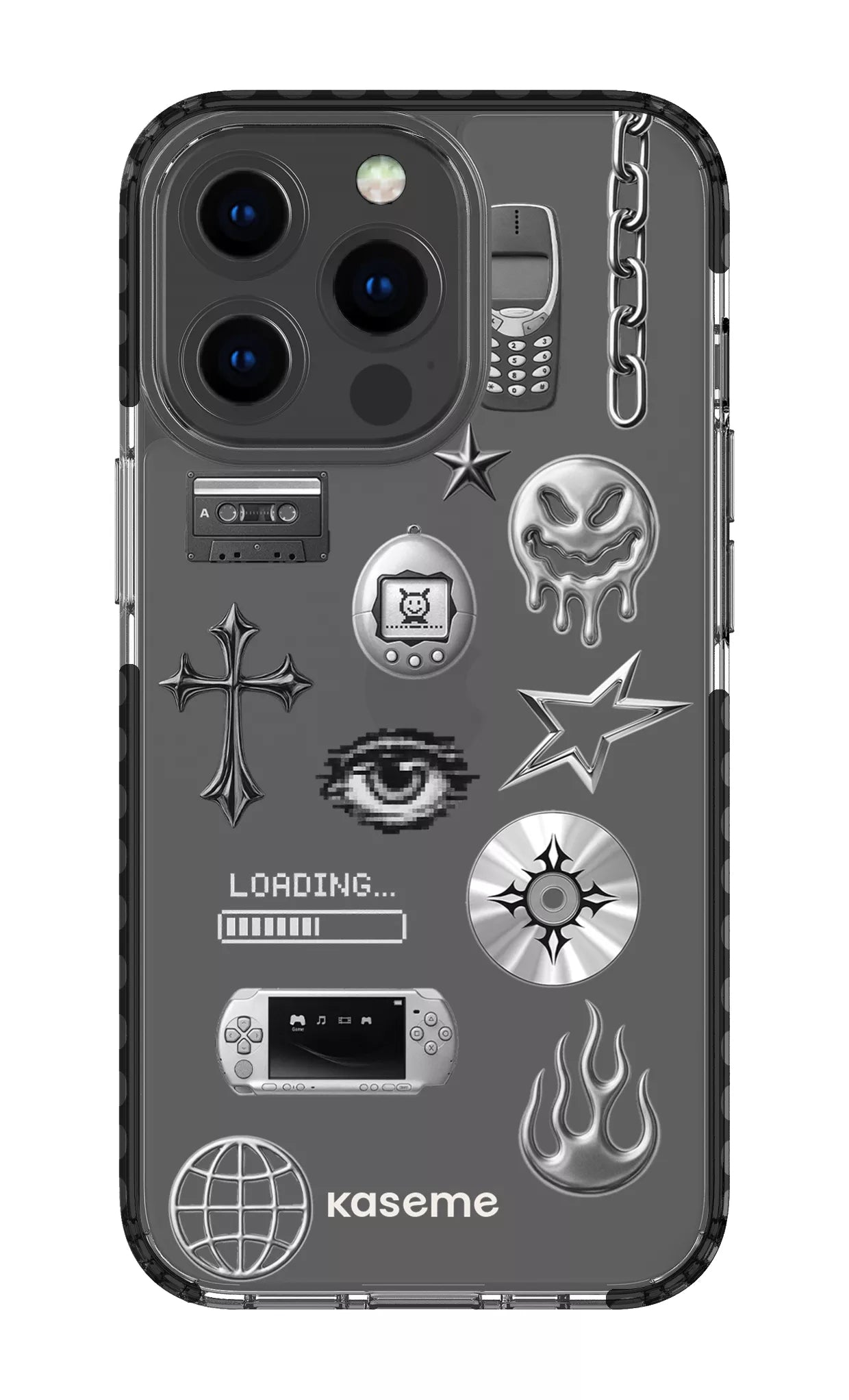 iPhone 13 Pro Clear Case - Black Chrome Clear Case -