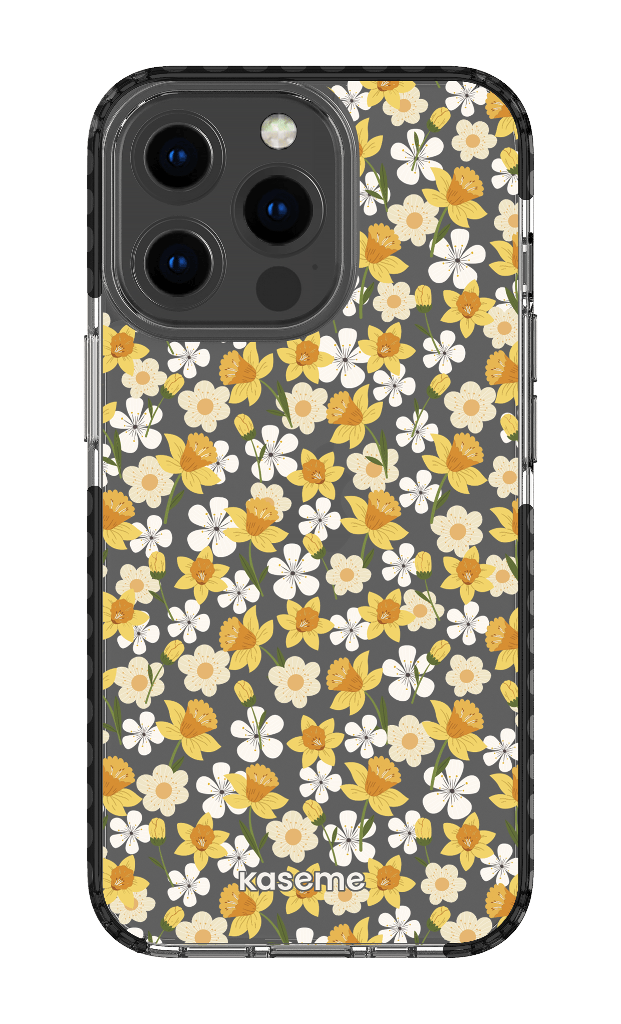 iPhone 13 Pro Clear Case - Black Daffodil Clear Case -
