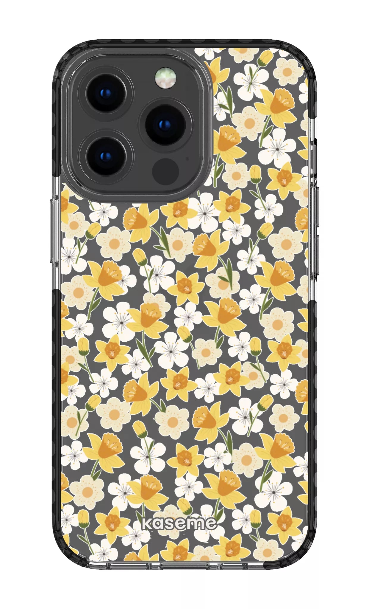 iPhone 13 Pro Clear Case - Black Daffodil Clear Case -