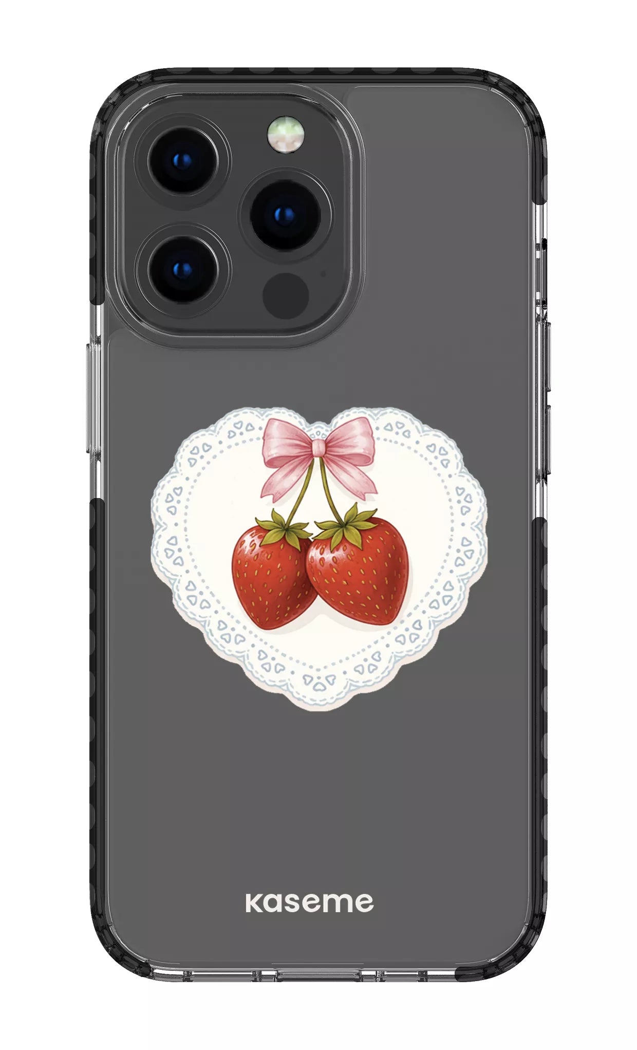 iPhone 13 Pro Clear Case - Black Fresa Lace Clear Case -