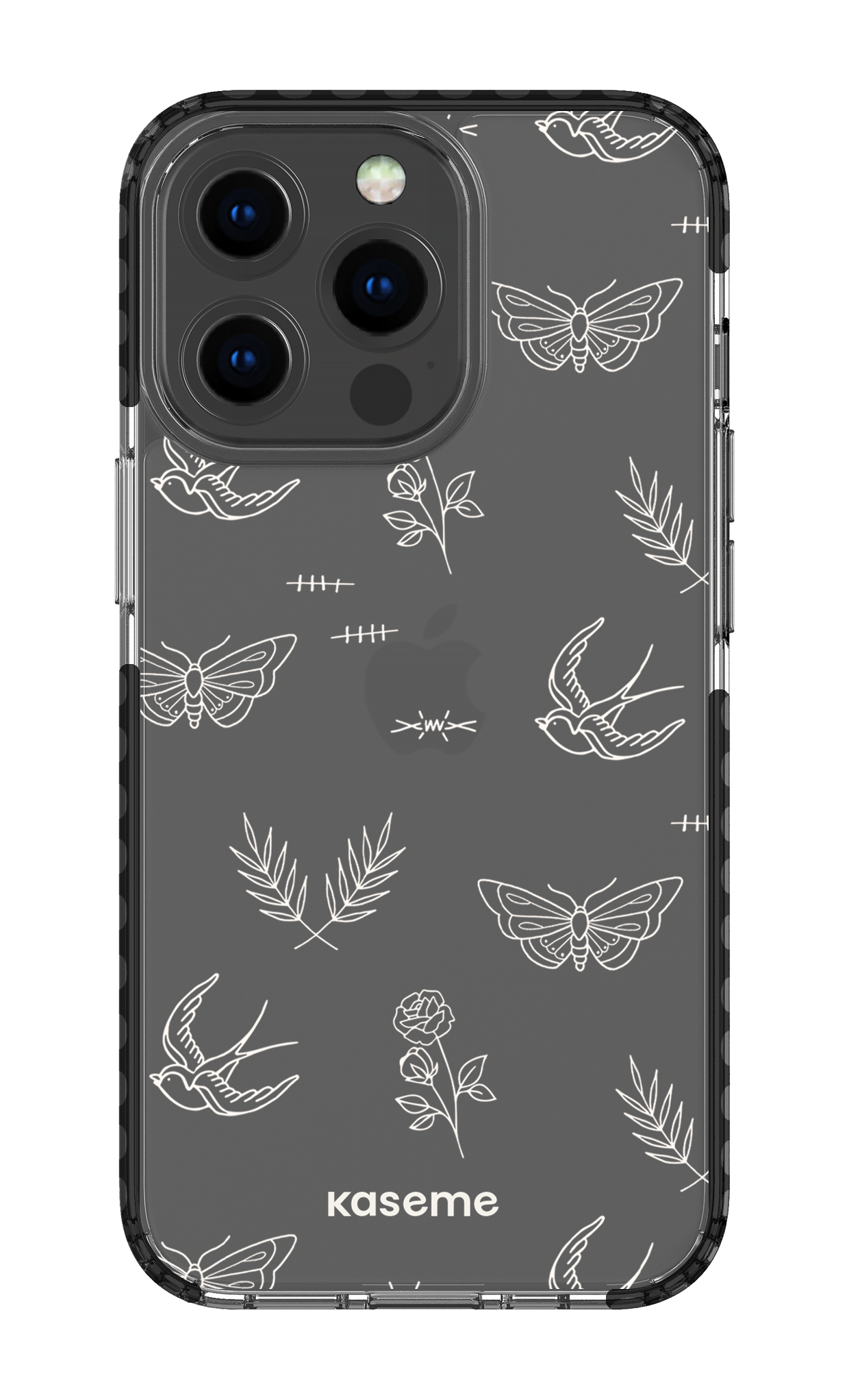 iPhone 13 Pro Clear Case - Black Ink white clear case -