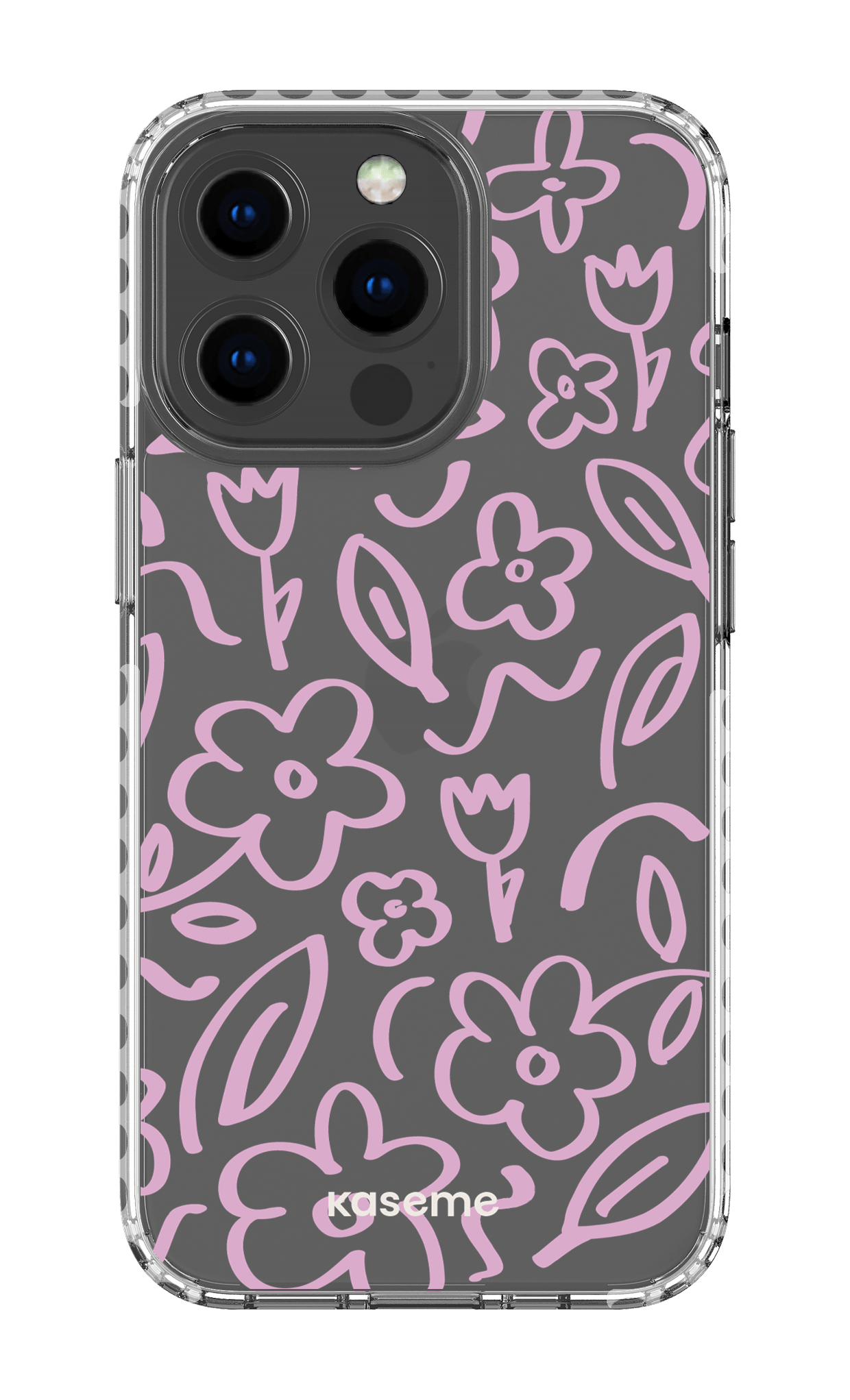 iPhone 13 Pro Clear Case - White Brooklyn pink clear case -