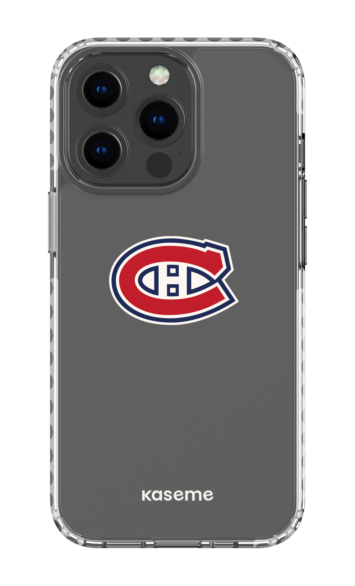iPhone 13 Pro Clear Case - White Canadiens Logo Clear -