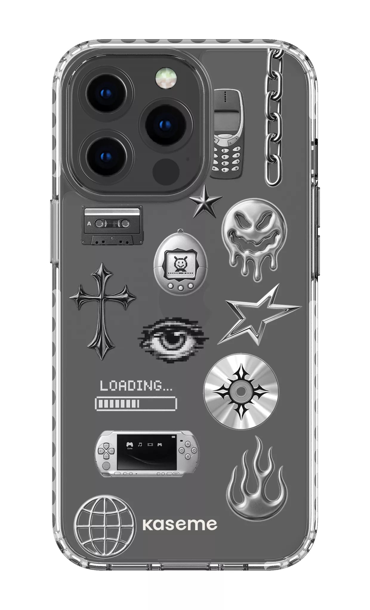 iPhone 13 Pro Clear Case - White Chrome Clear Case -