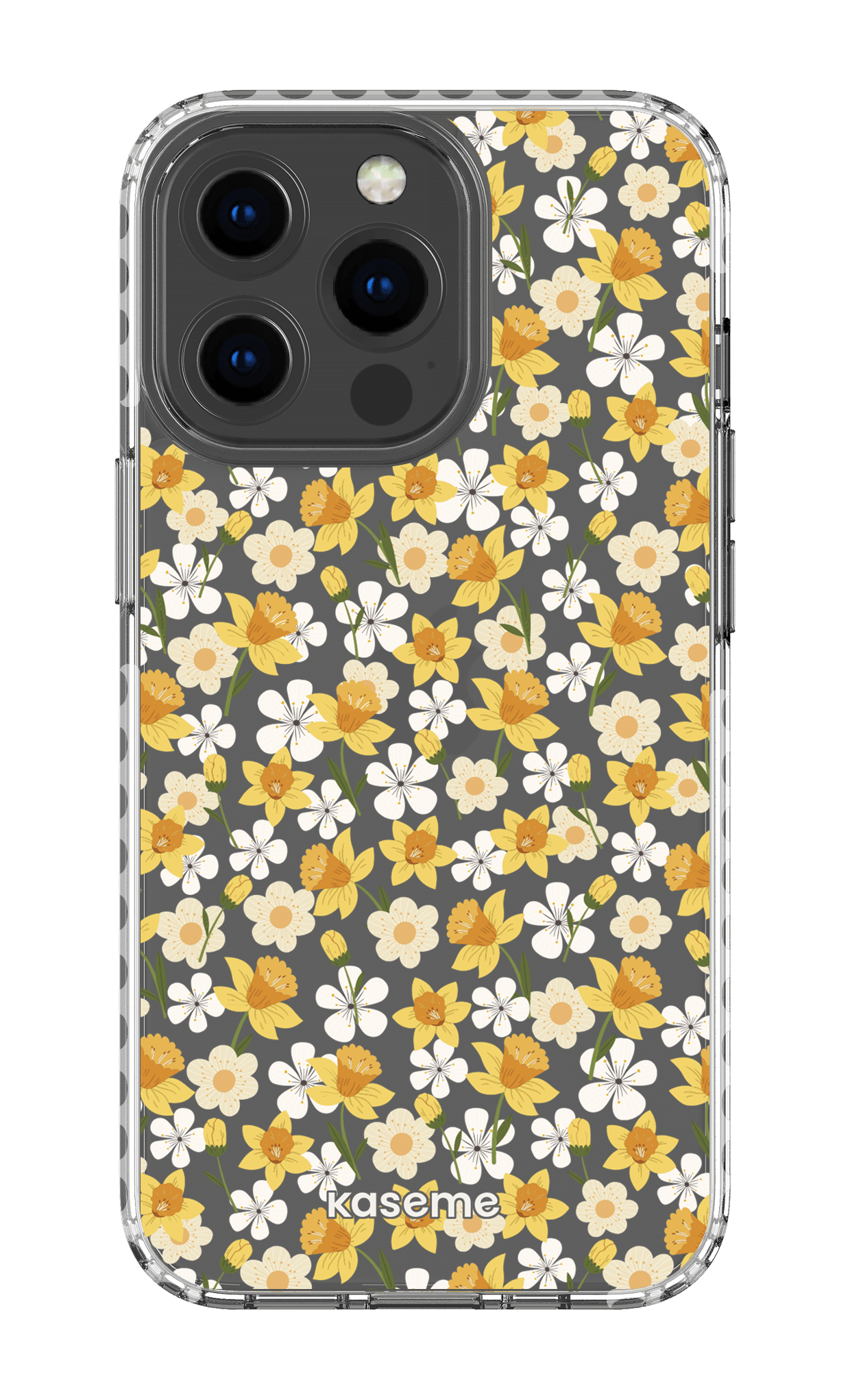 iPhone 13 Pro Clear Case - White Daffodil Clear Case -