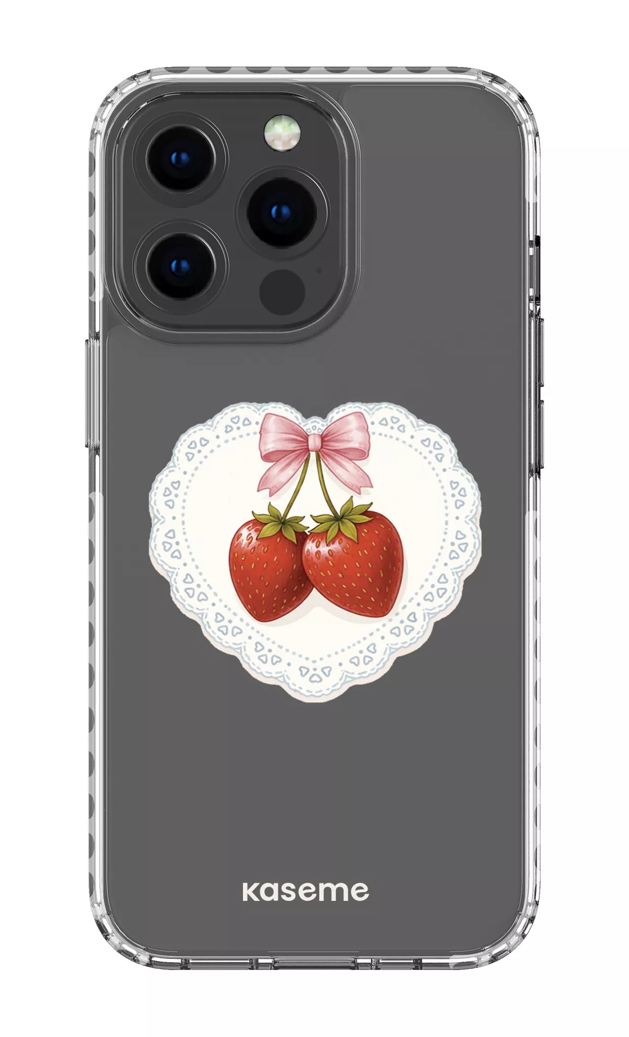 iPhone 13 Pro Clear Case - White Fresa Lace Clear Case -