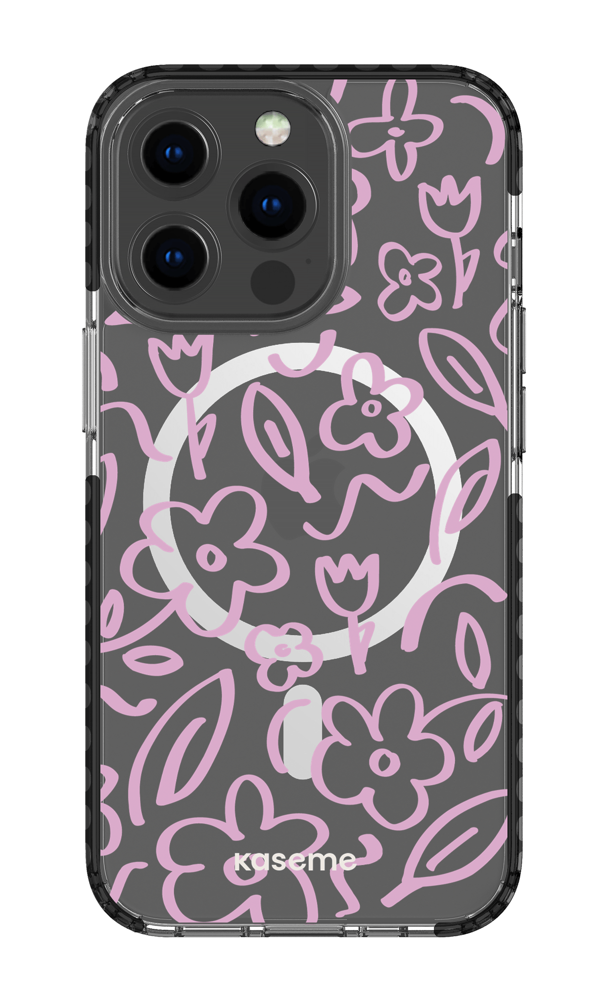 iPhone 13 Pro Clear Case Magsafe - Black Brooklyn pink clear case -