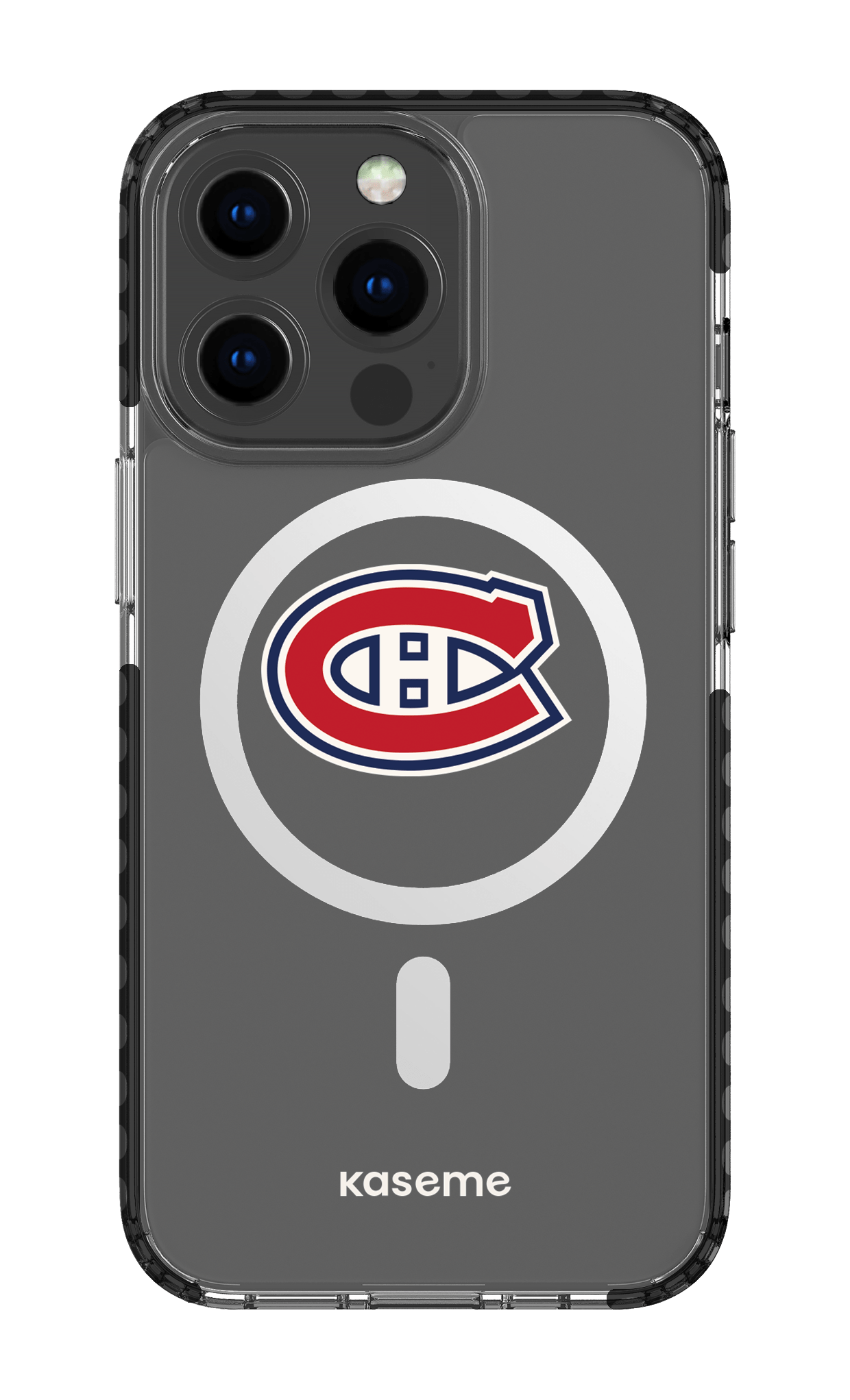 iPhone 13 Pro Clear Case Magsafe - Black Canadiens Logo Clear -