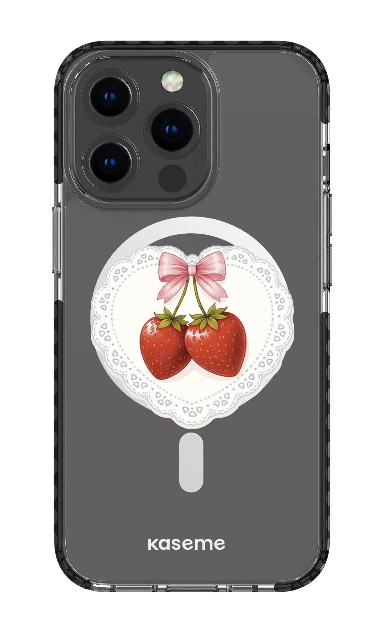 iPhone 13 Pro Clear Case Magsafe - Black Fresa Lace Clear Case -