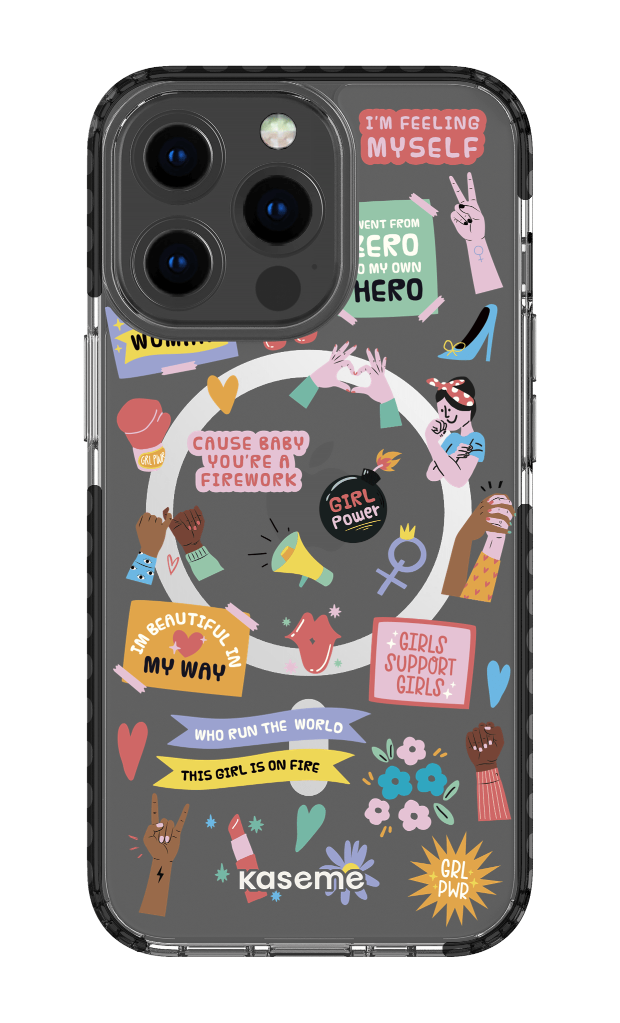 iPhone 13 Pro Clear Case Magsafe - Black Girl Boss Clear Case -