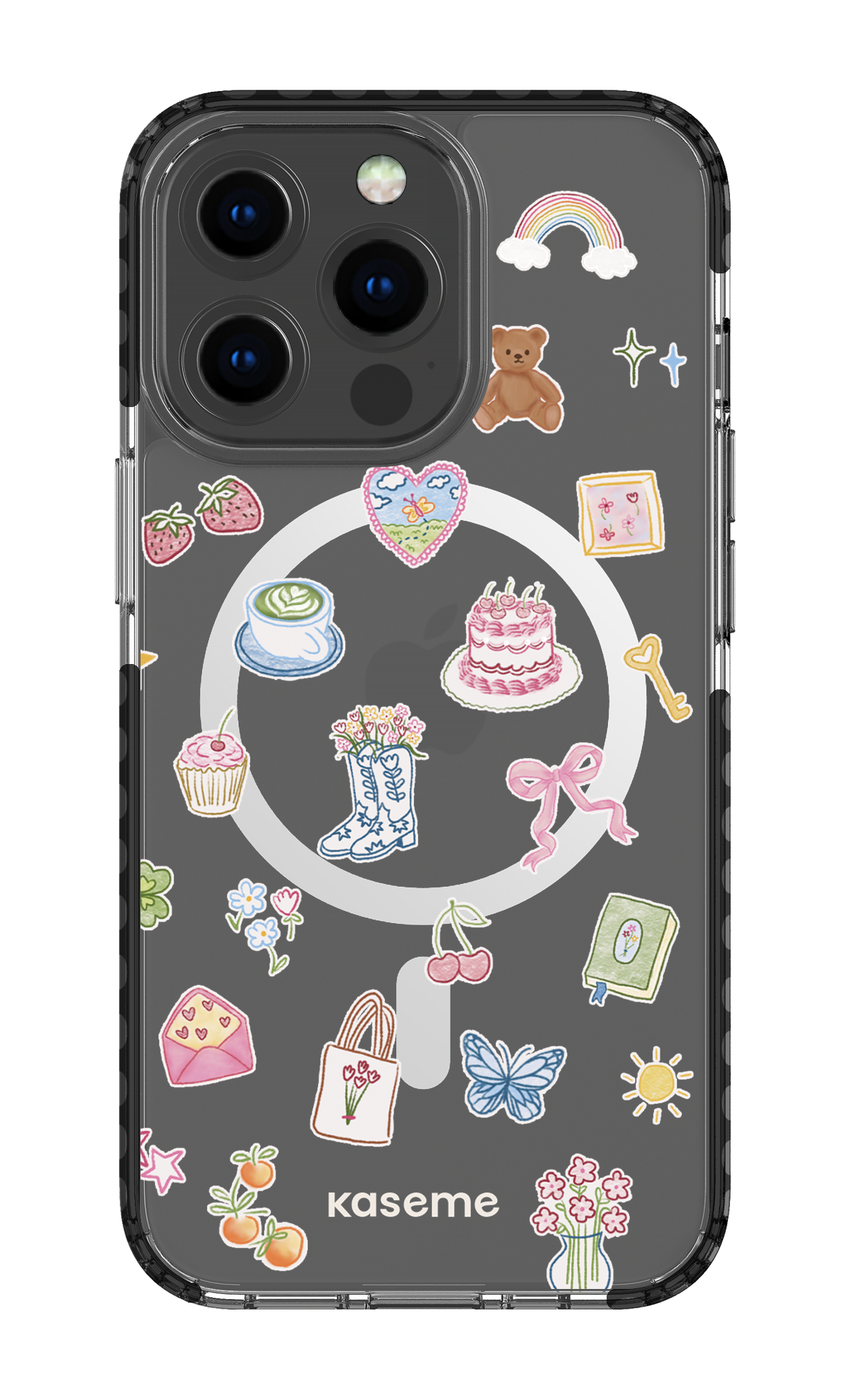 iPhone 13 Pro Clear Case Magsafe - Black Poetry Clear Case -