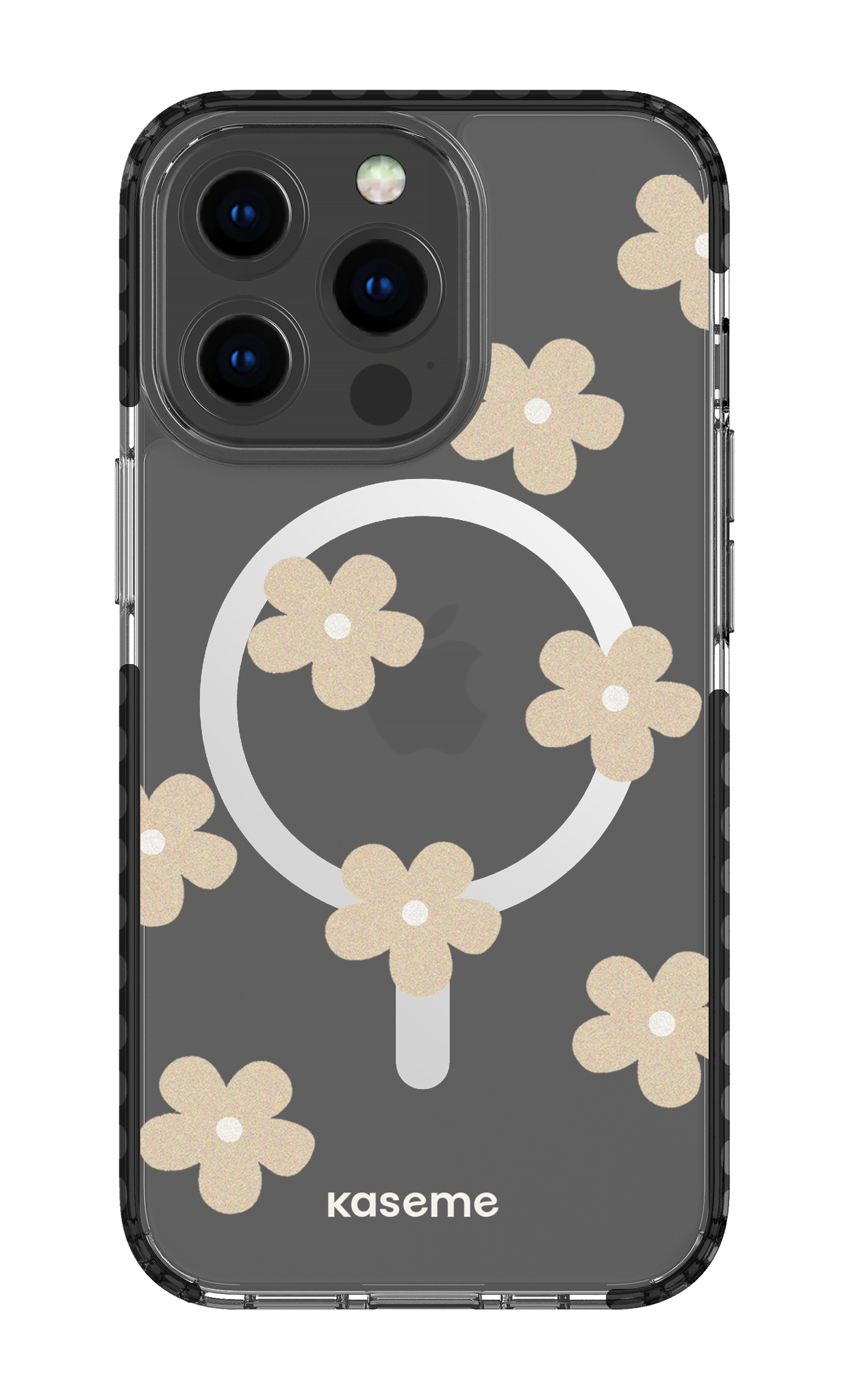 iPhone 13 Pro Clear Case Magsafe - Black Woodstock Beige Clear Case -