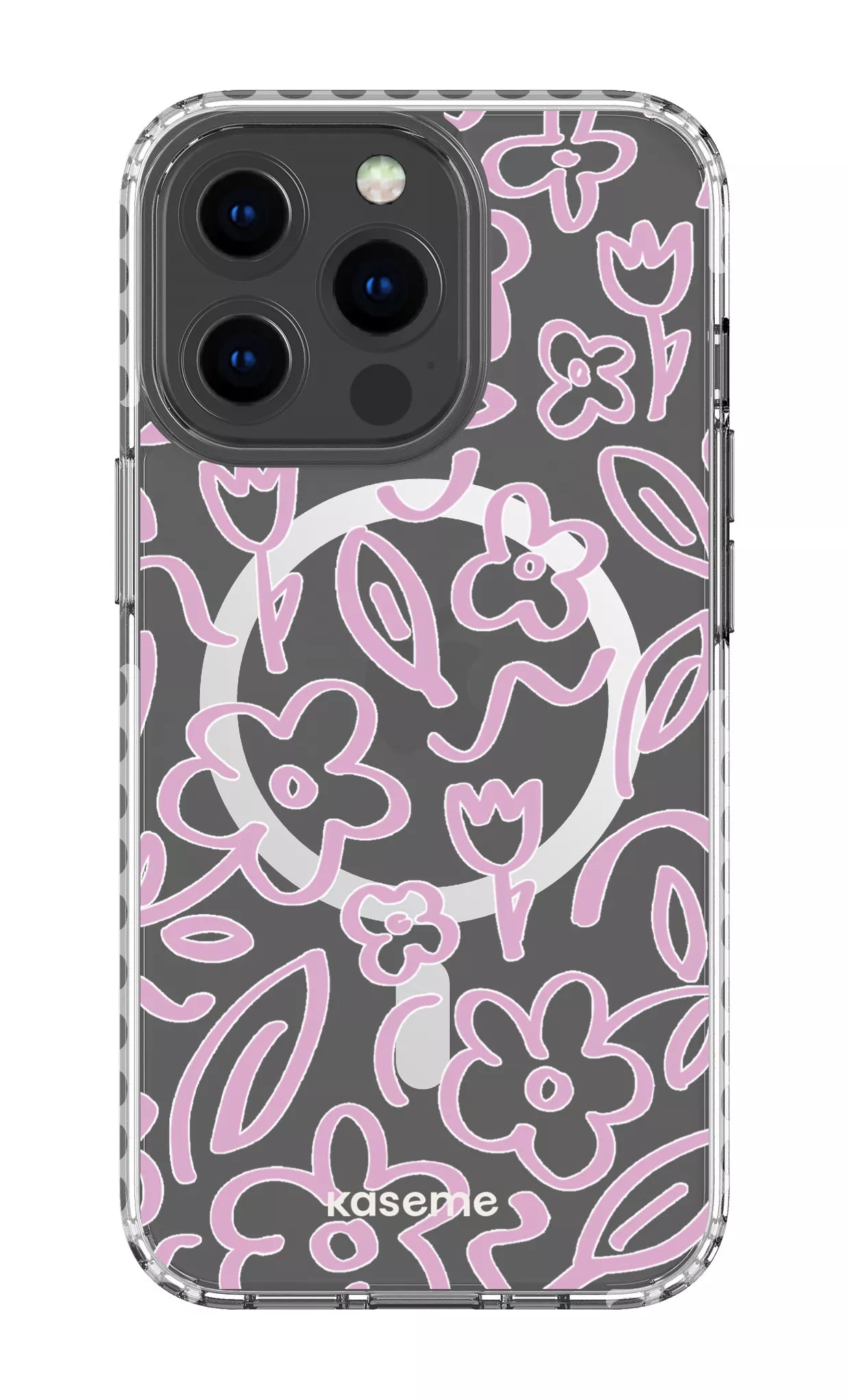 iPhone 13 Pro Clear Case Magsafe - White Brooklyn pink Clear Case -