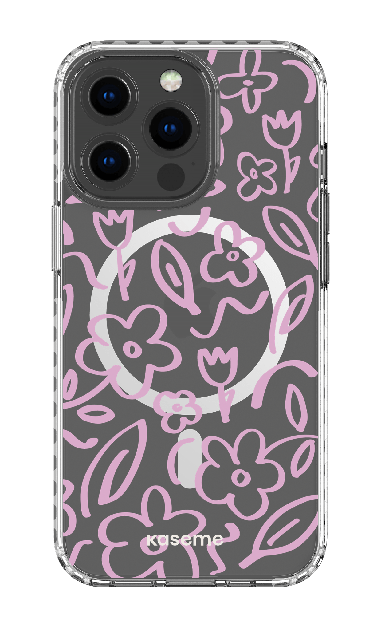 iPhone 13 Pro Clear Case Magsafe - White Brooklyn pink clear case -