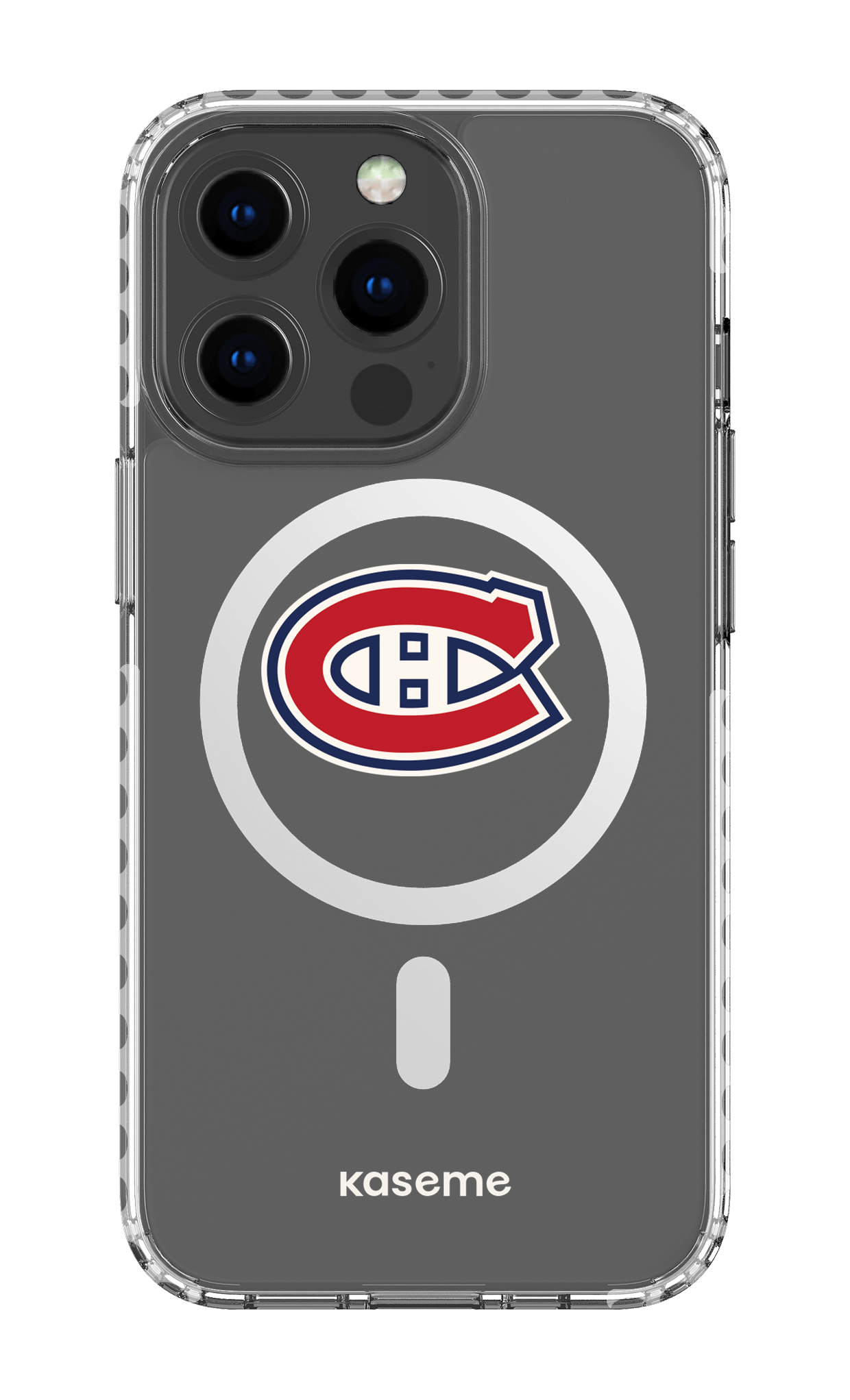 iPhone 13 Pro Clear Case Magsafe - White Canadiens Logo Clear -