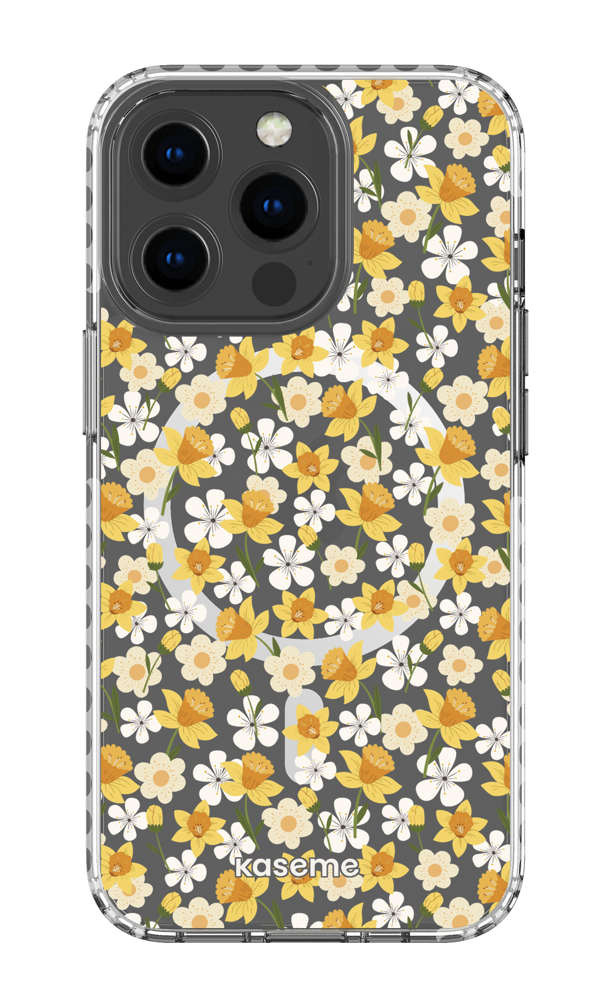 iPhone 13 Pro Clear Case Magsafe - White Daffodil Clear Case -